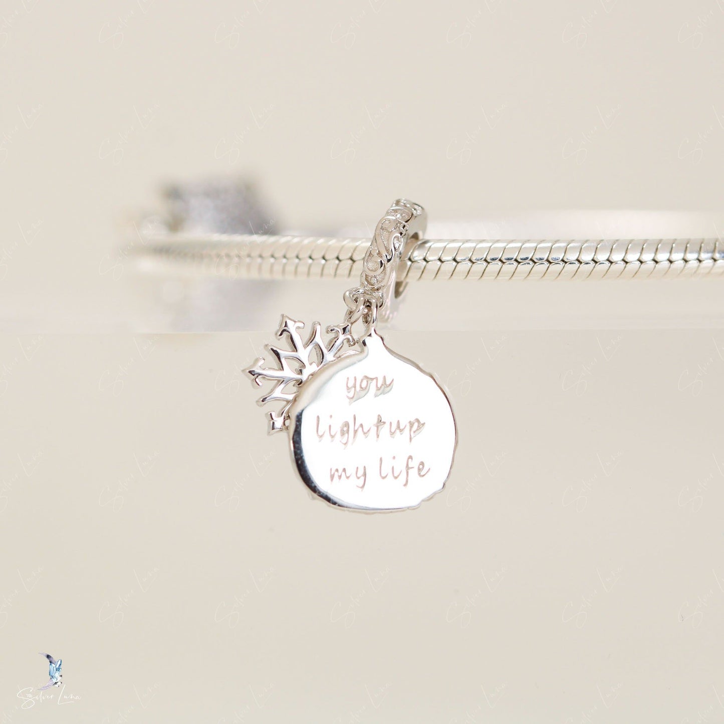 Deer in the snowy forest sterling silver pendant charm
