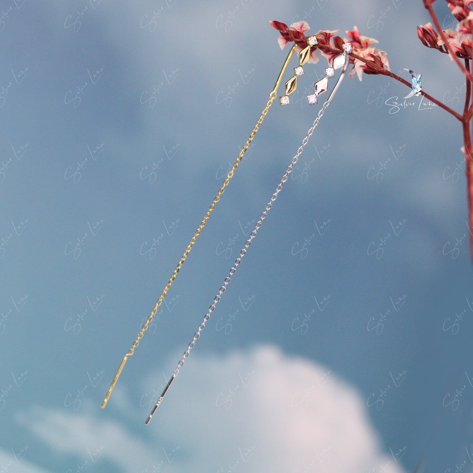 diamond threader earrings