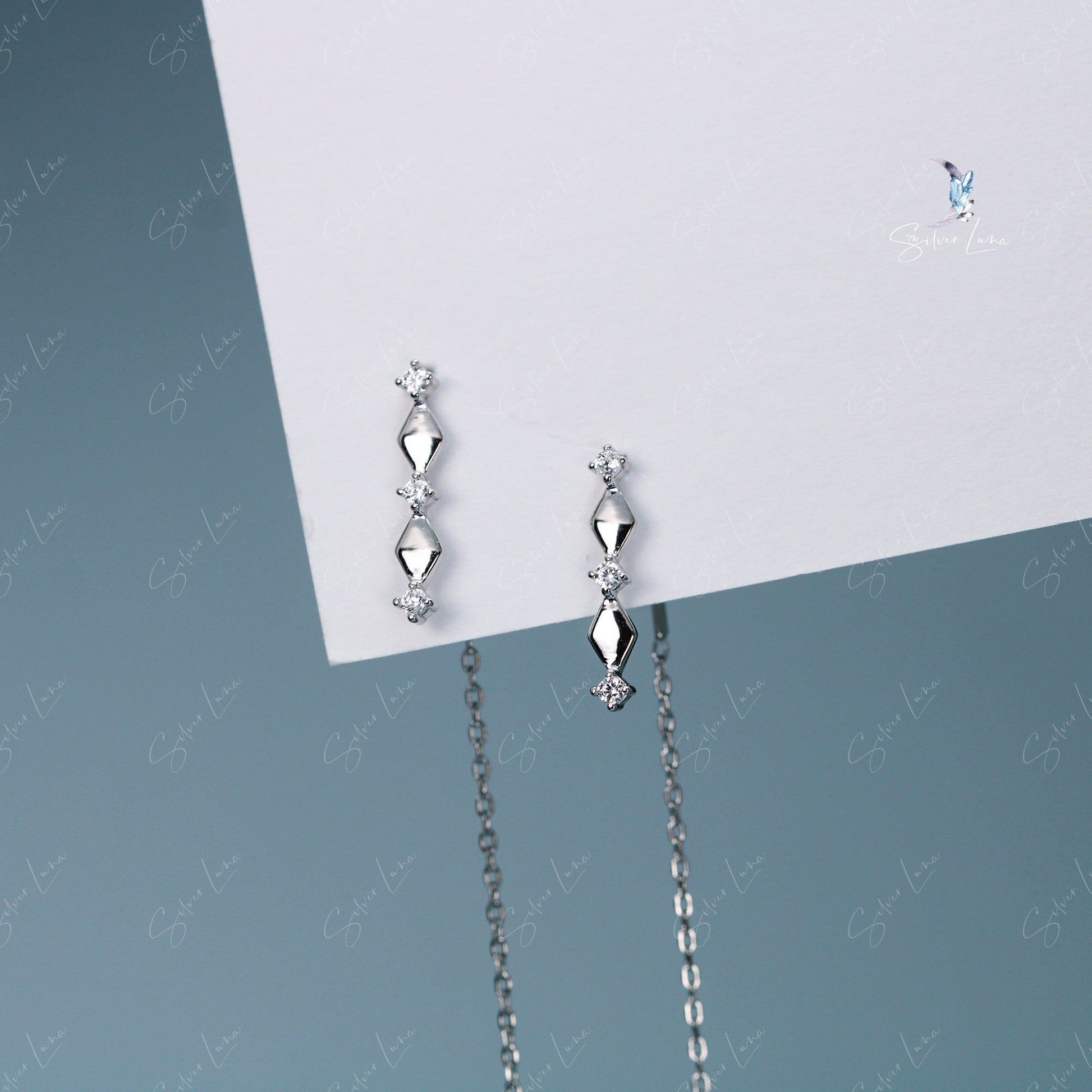 diamond ear threaders