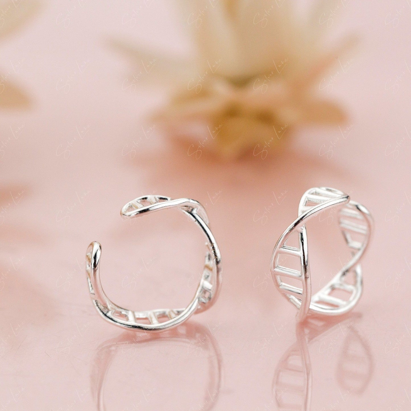 Dna Strain Sterling Silver Ear Cuffs