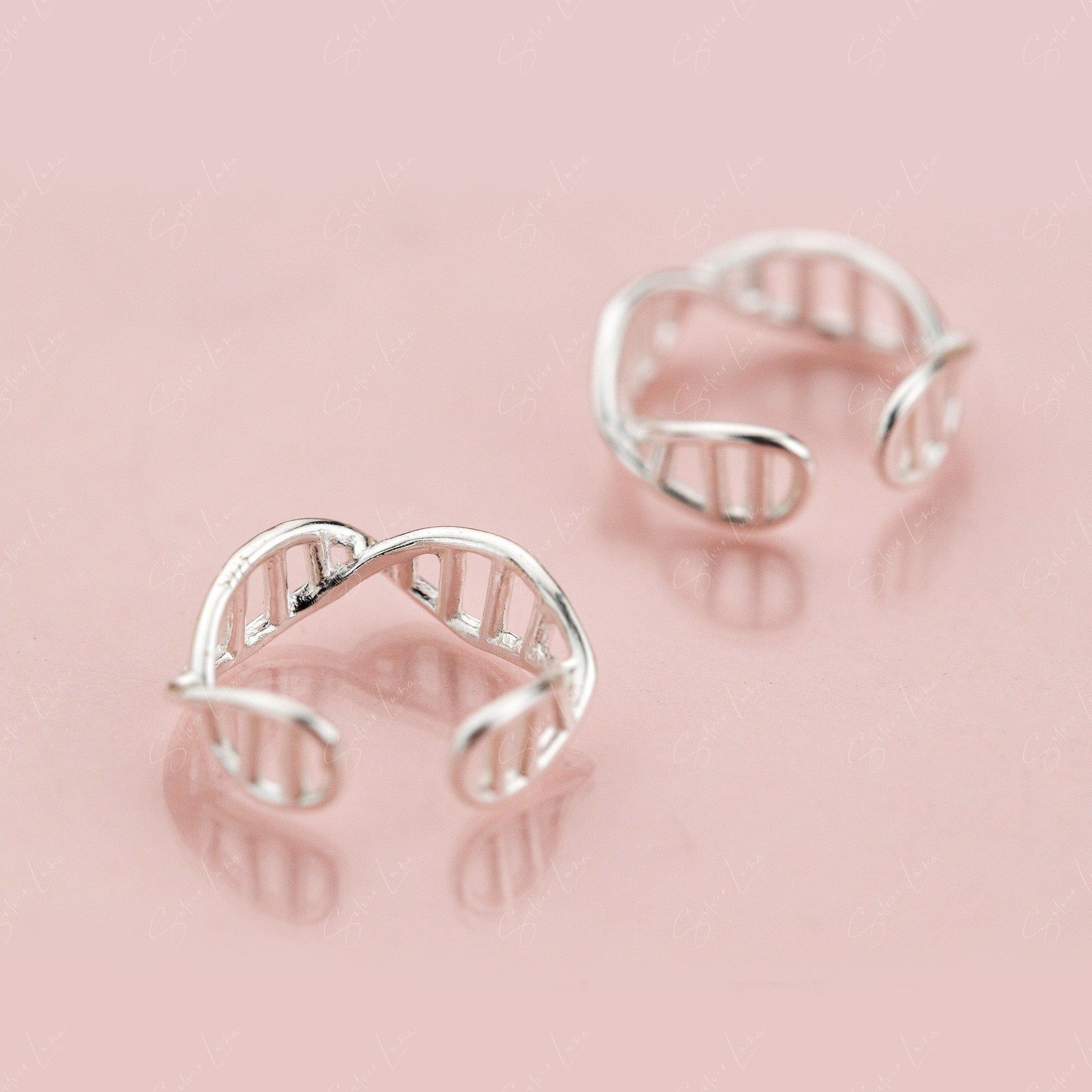 Dna Strain Sterling Silver Ear Cuffs