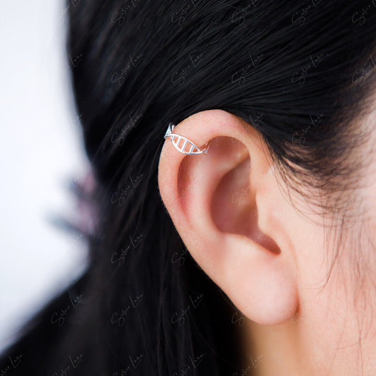 Dna Strain Sterling Silver Ear Cuffs