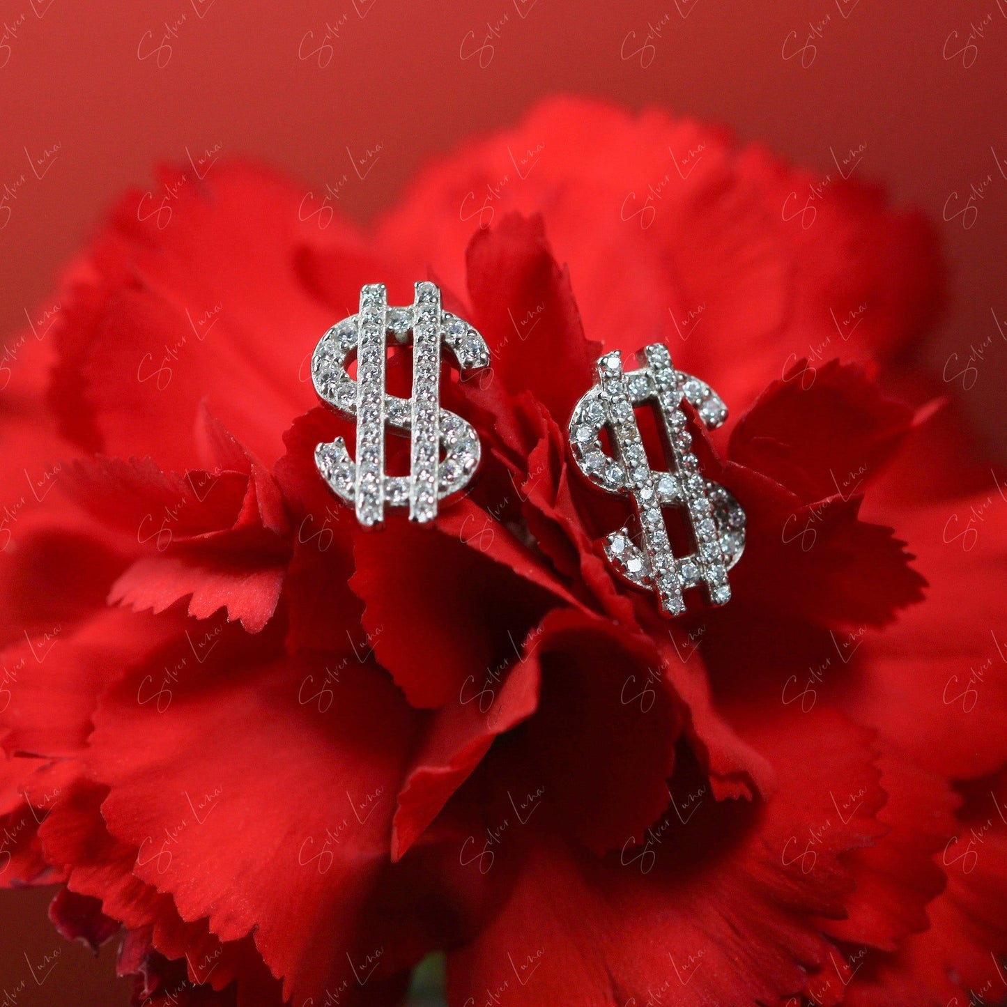 dollar sign stud earrings