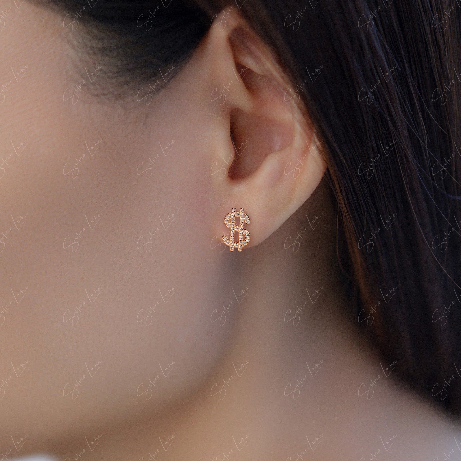 dollar sign stud earrings