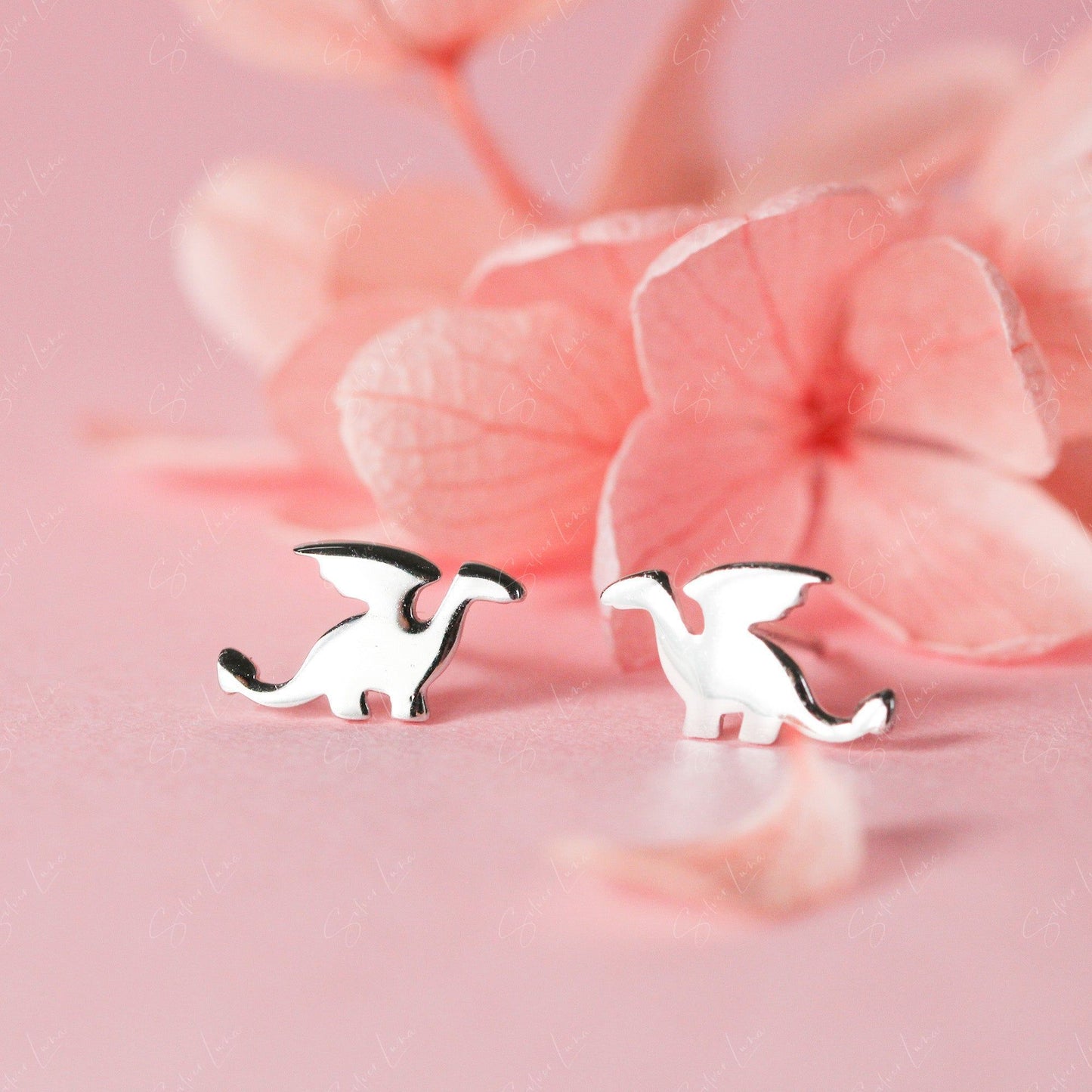 sterling silver dragon animal stud earrings