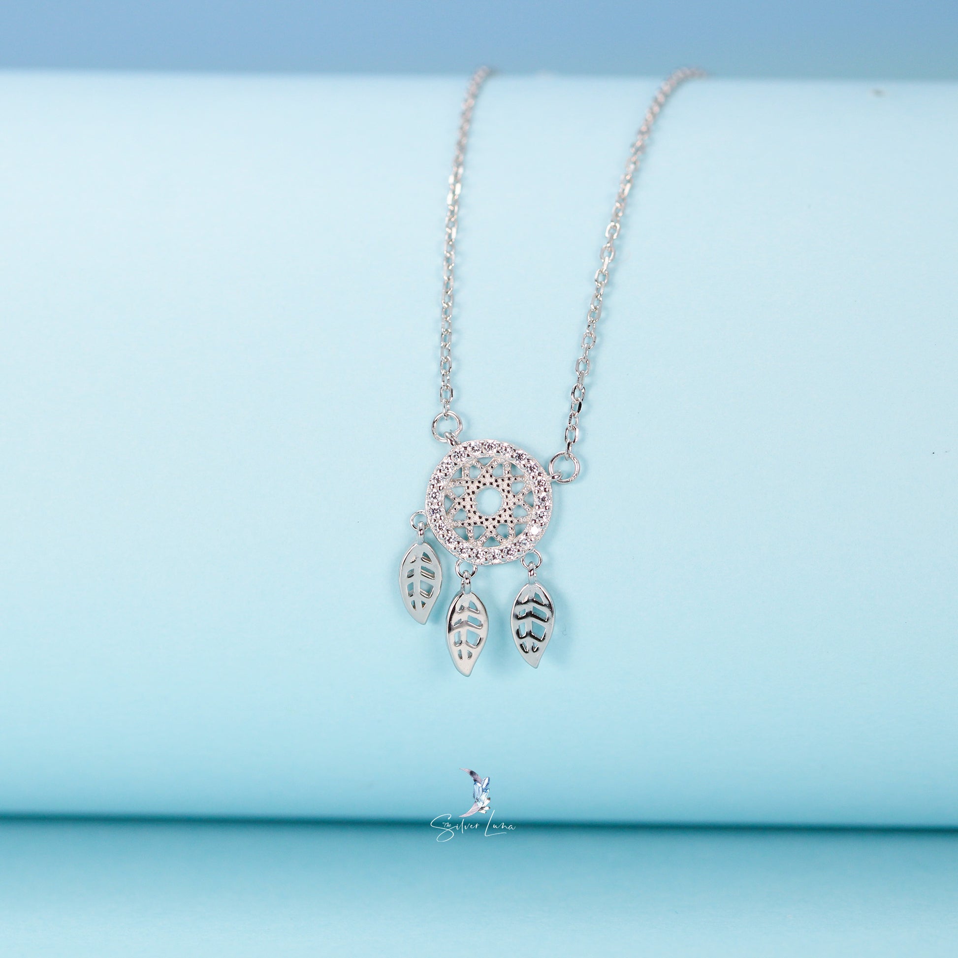 dream catcher necklace in sterling silver