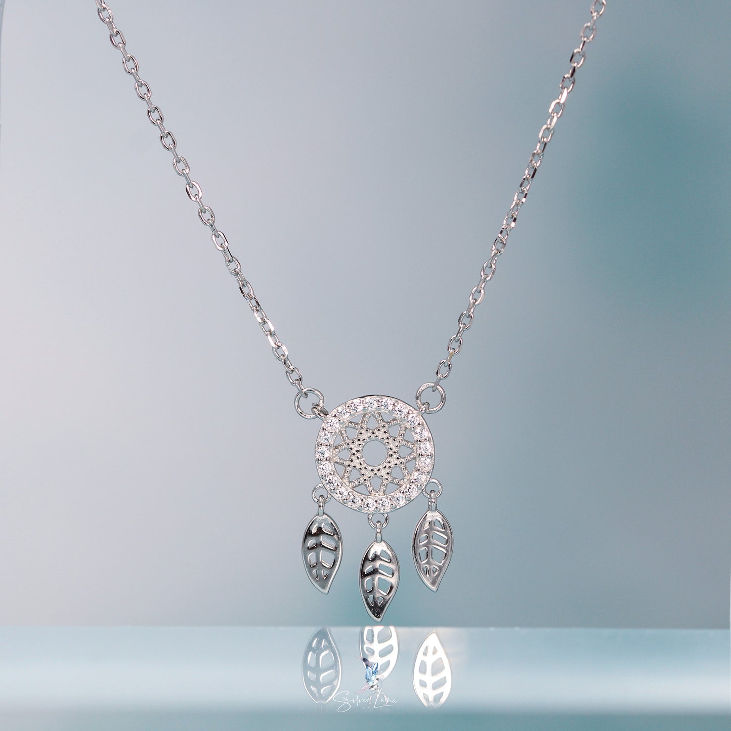 dream catcher necklace in sterling silver
