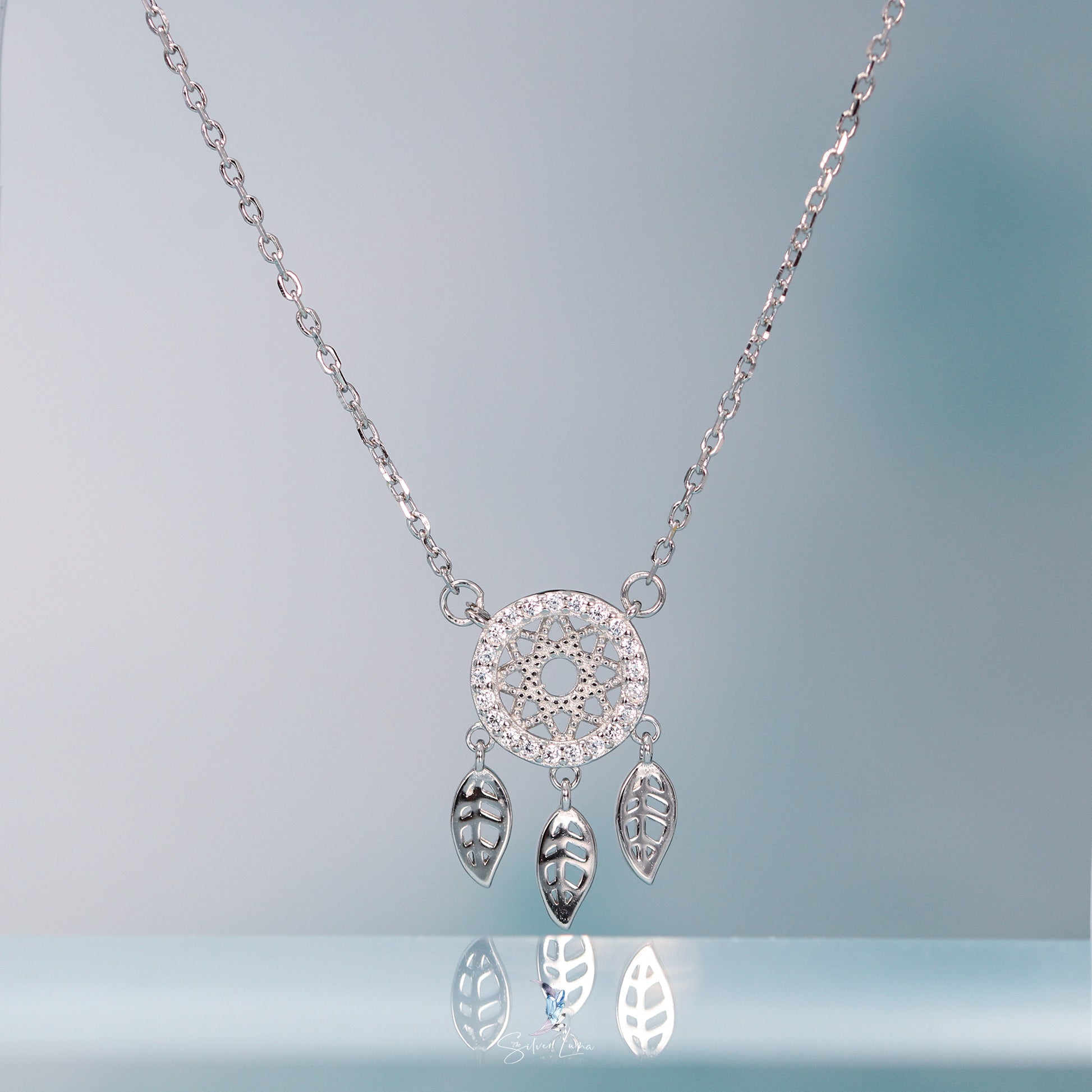 dream catcher necklace in sterling silver