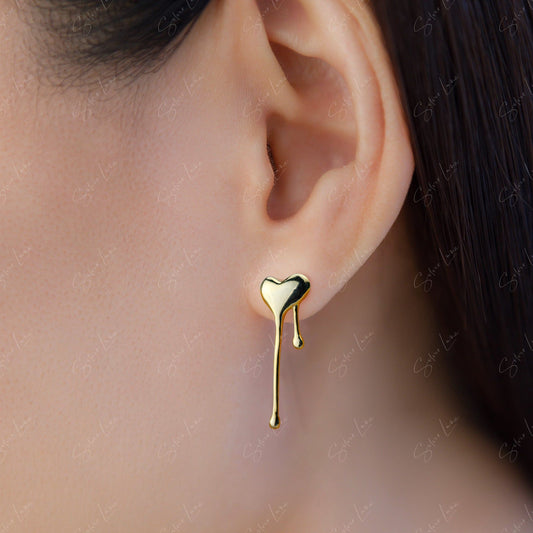 dripping heart stud earrings