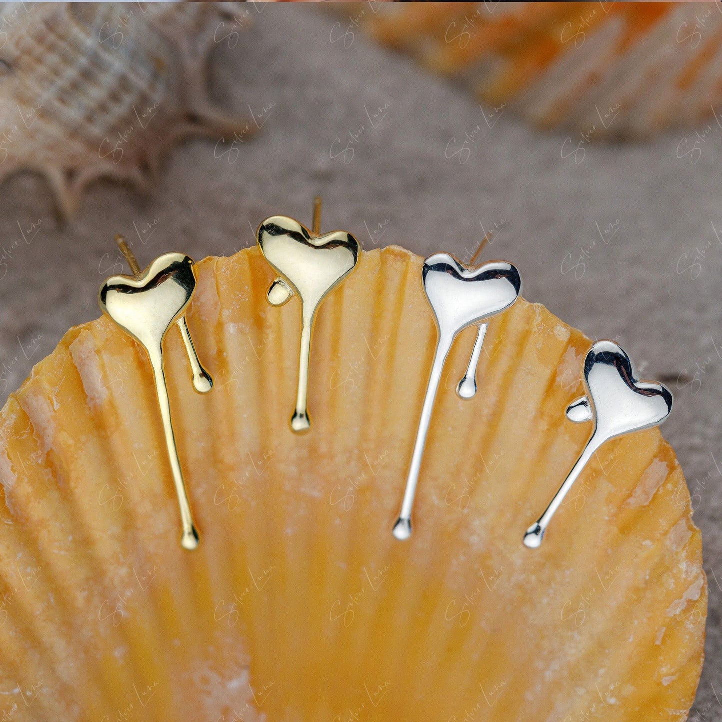 melting heart stud earrings