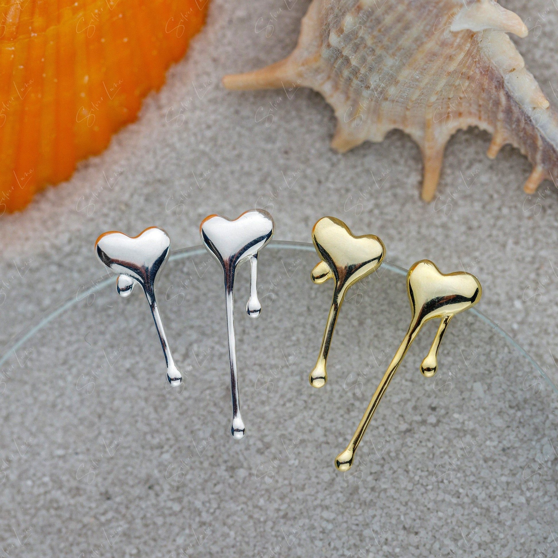 melting heart stud earrings