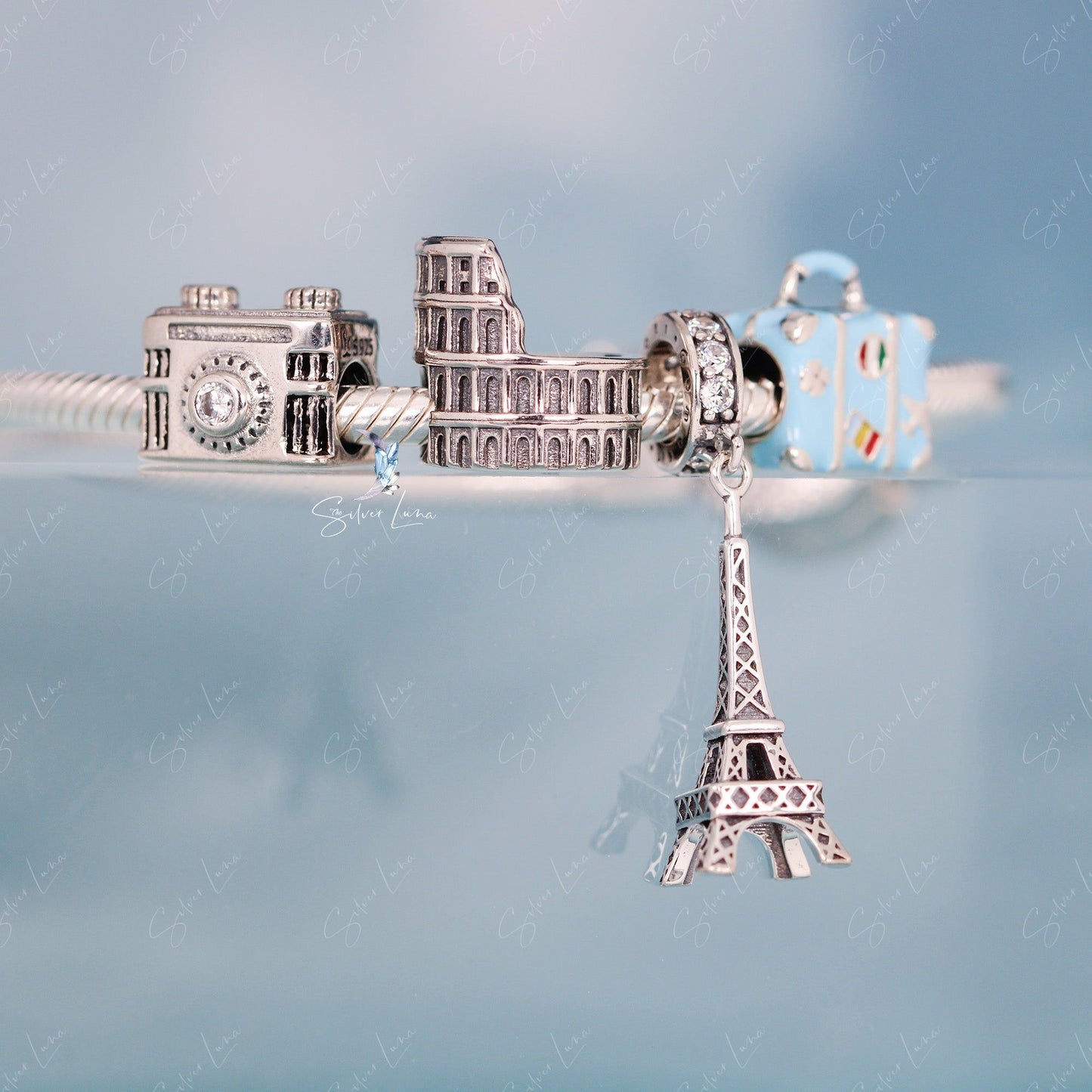 travel sterling silver charm for bracelet