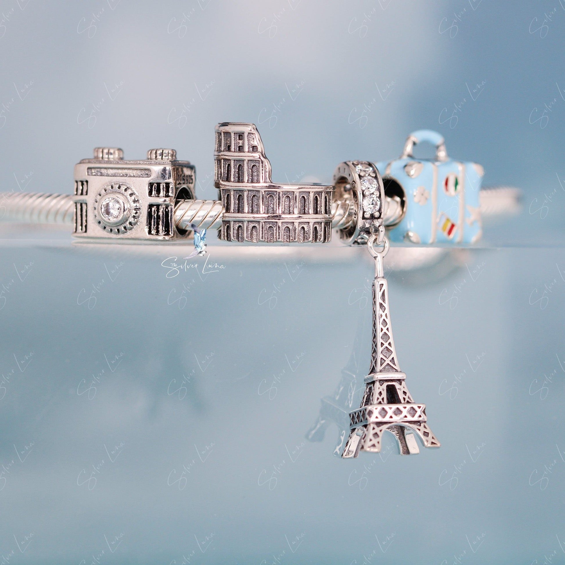 travel sterling silver charm for bracelet