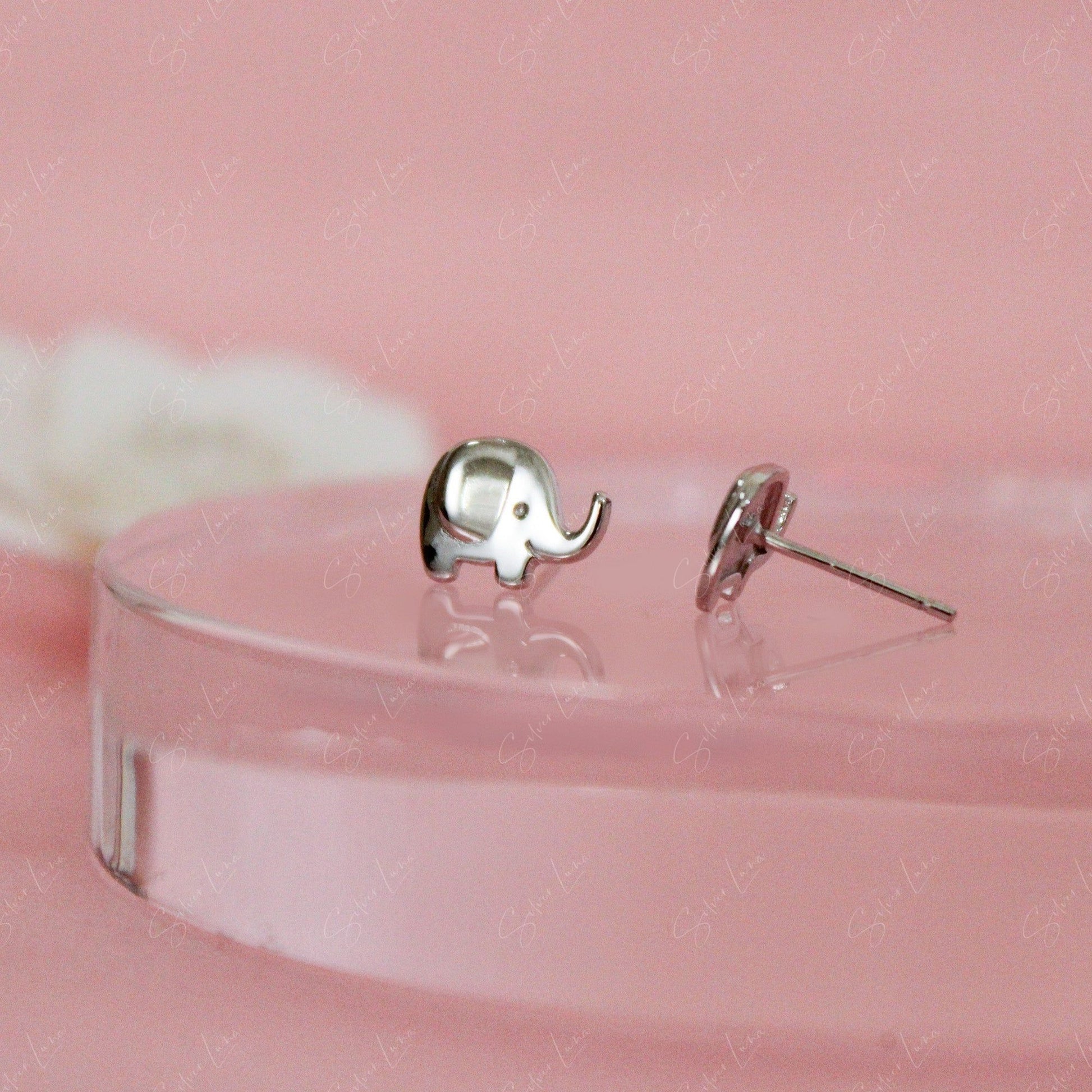 Elephant Sterling Silver Stud Animal Earrings