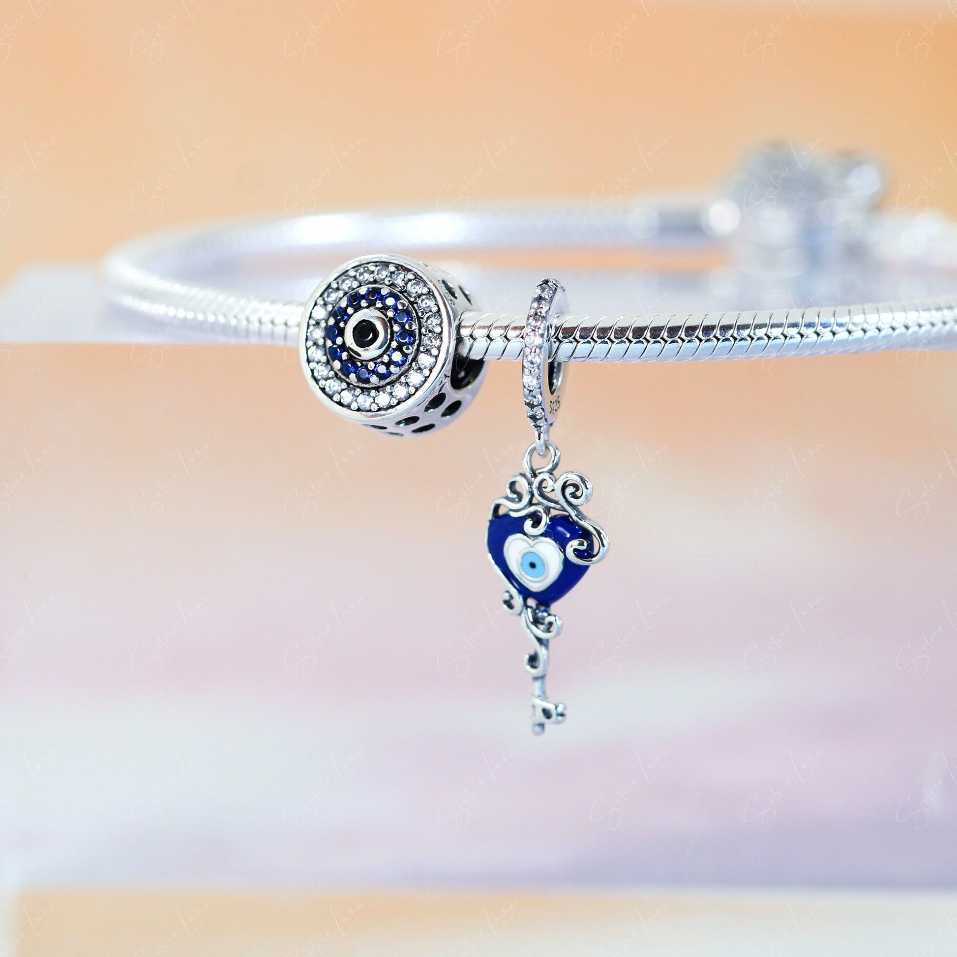 evil eye sterling silver bead charm