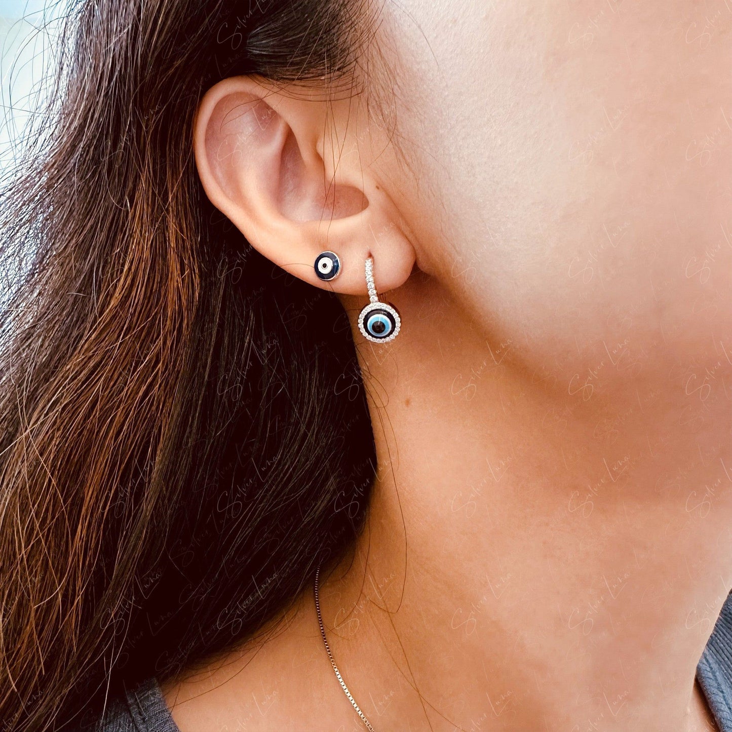 Turkish evil eye stud earrings
