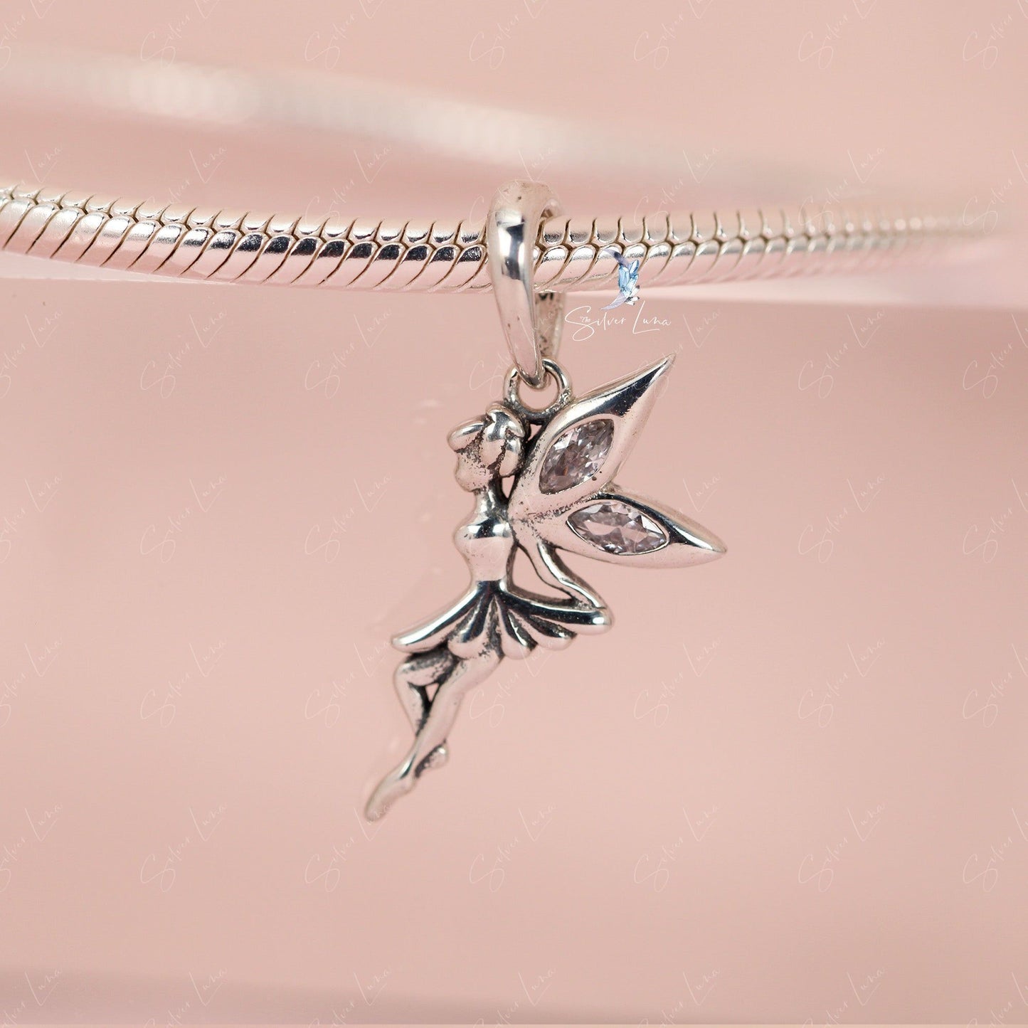 Sterling silver fairy pendant charm