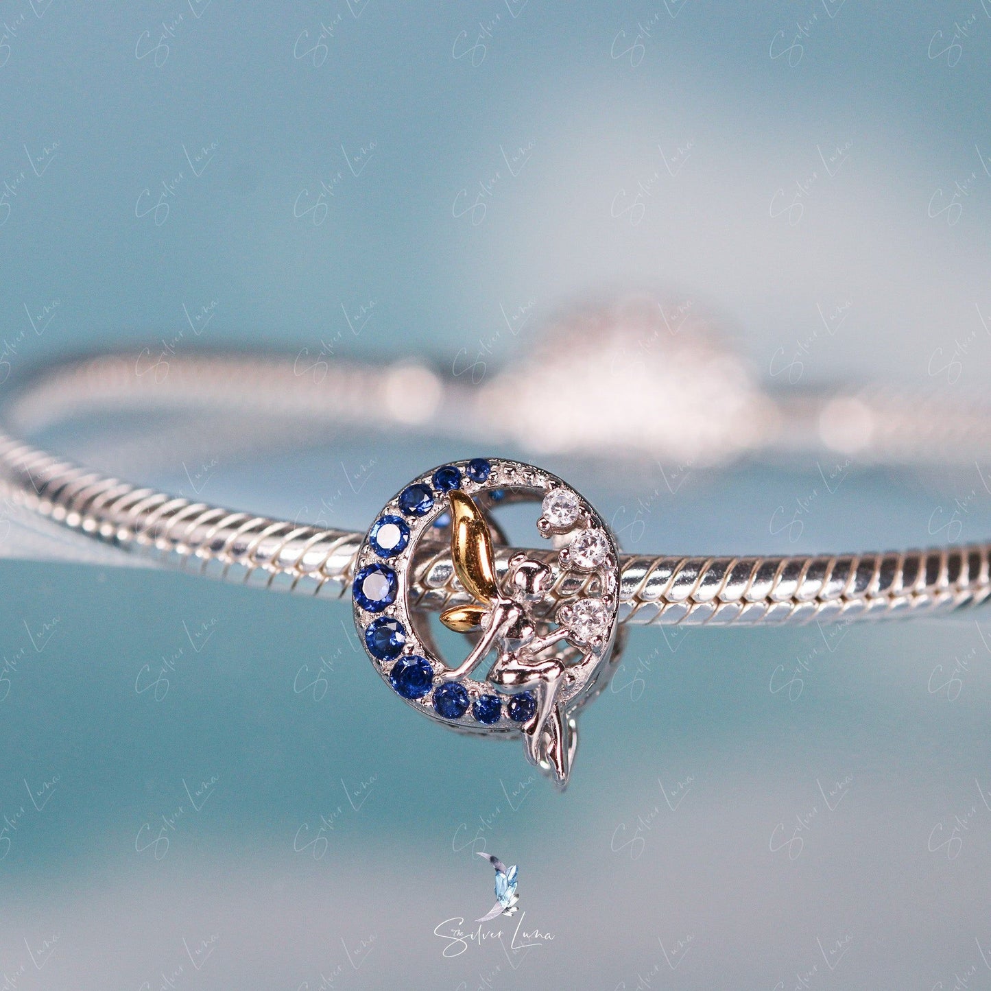 fairy on moon charm for bracelet