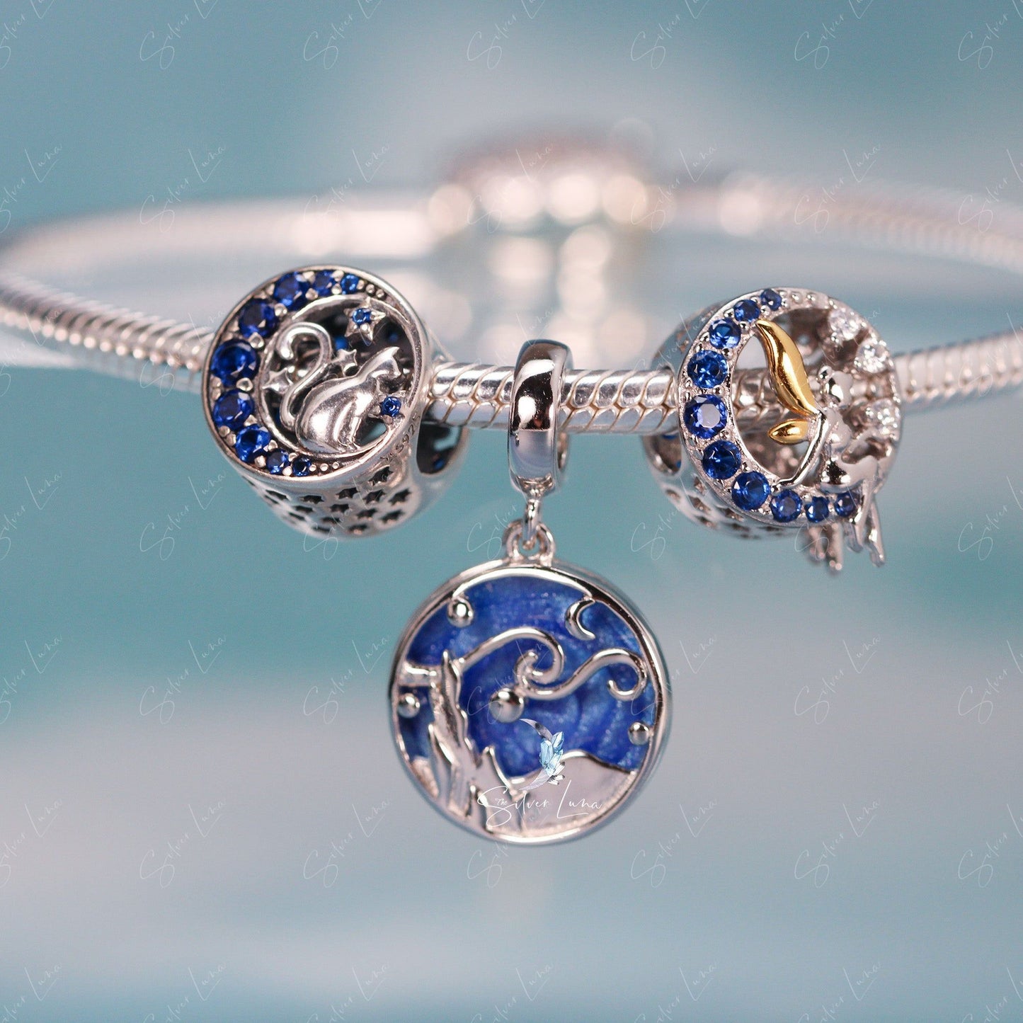 fairy on moon charm for bracelet