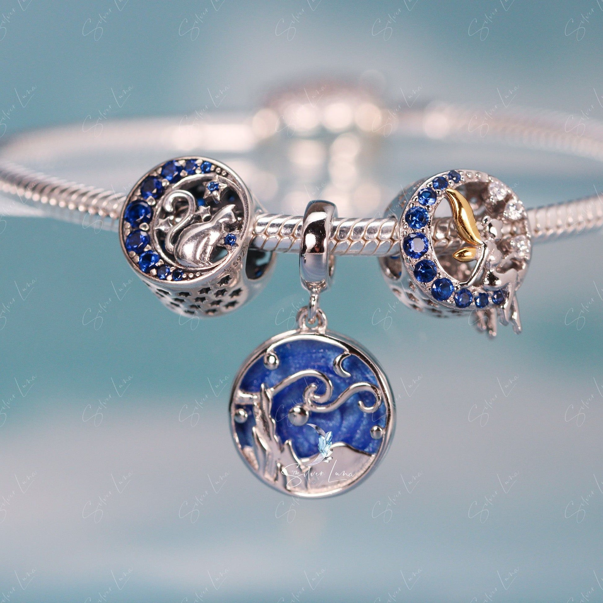 fairy on moon charm for bracelet