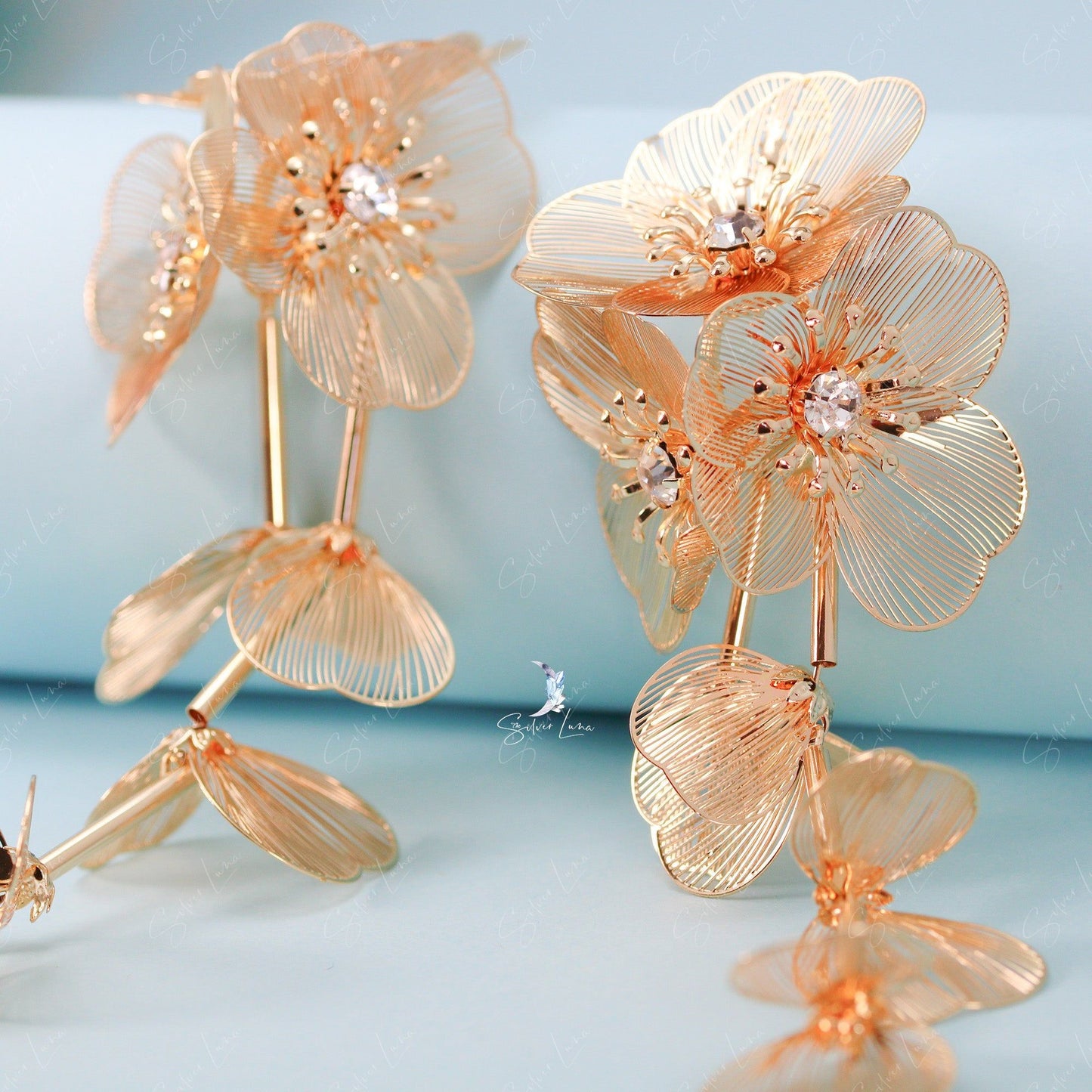 big gold flower earrings