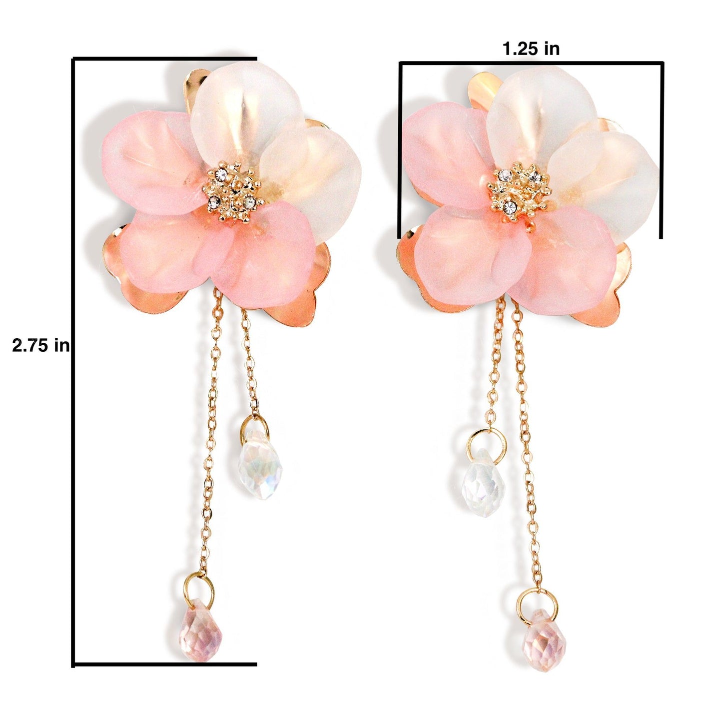 Pink flower tear drop fashion earrings