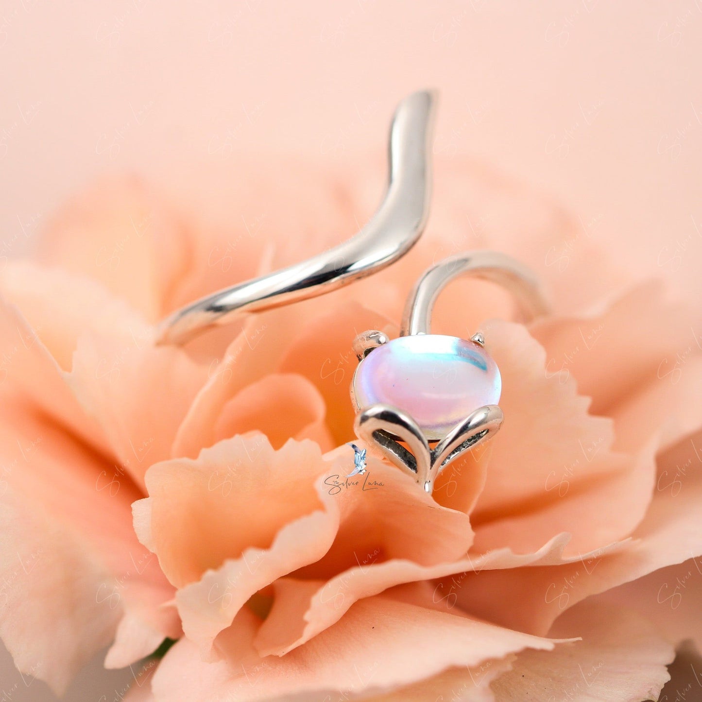 moon stone fox ring