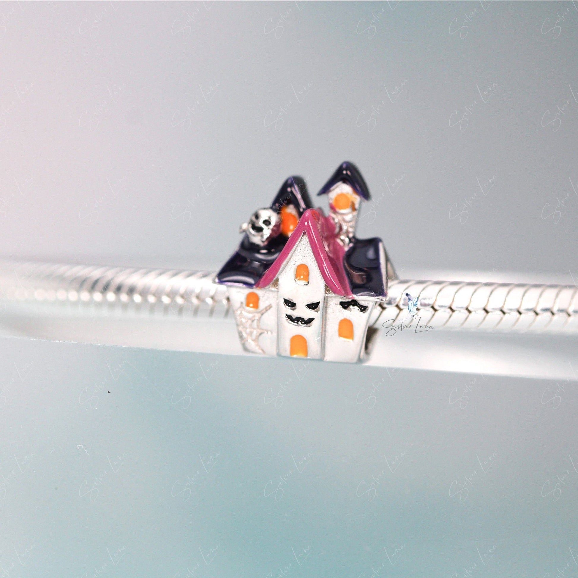 Halloween ghost house bead charm