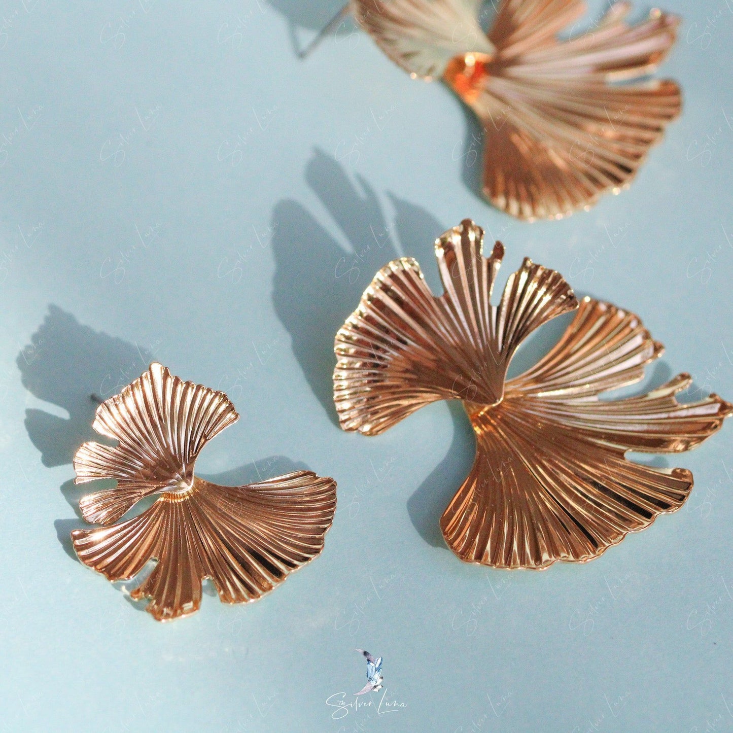 Ginkgo biloba leaves statement earrings