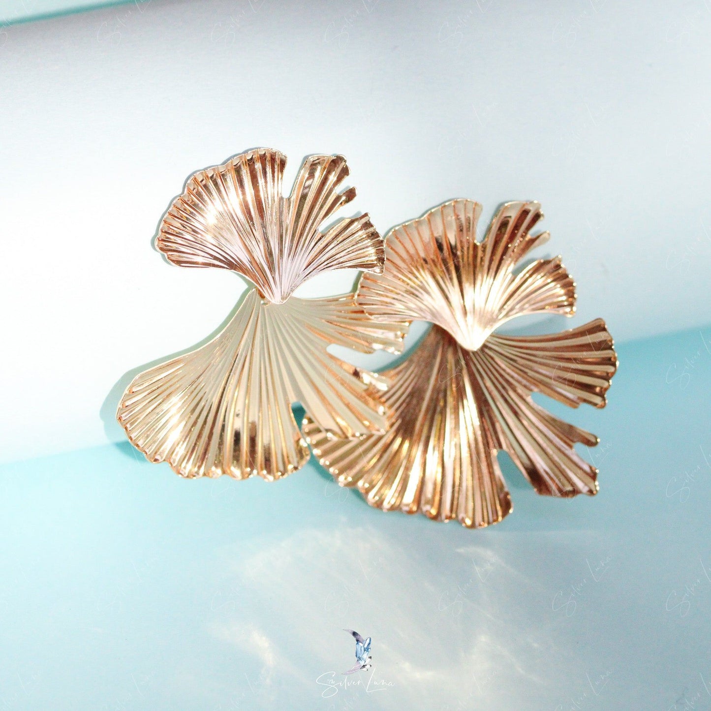 Ginkgo biloba leaves statement earrings
