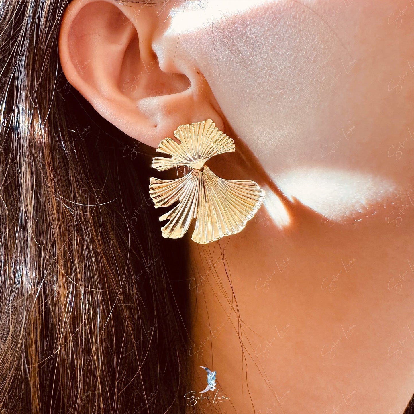 Ginkgo biloba leaves statement earrings