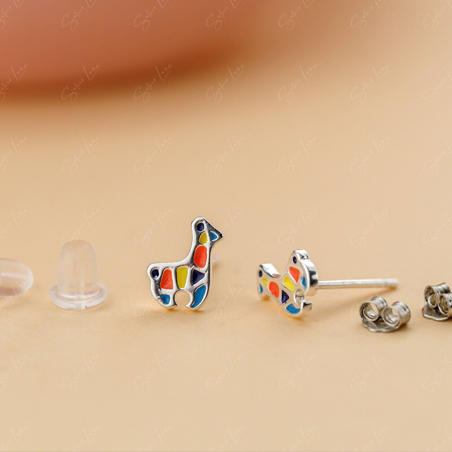 Cute Mosaic Giraffe Stud Animal Earrings