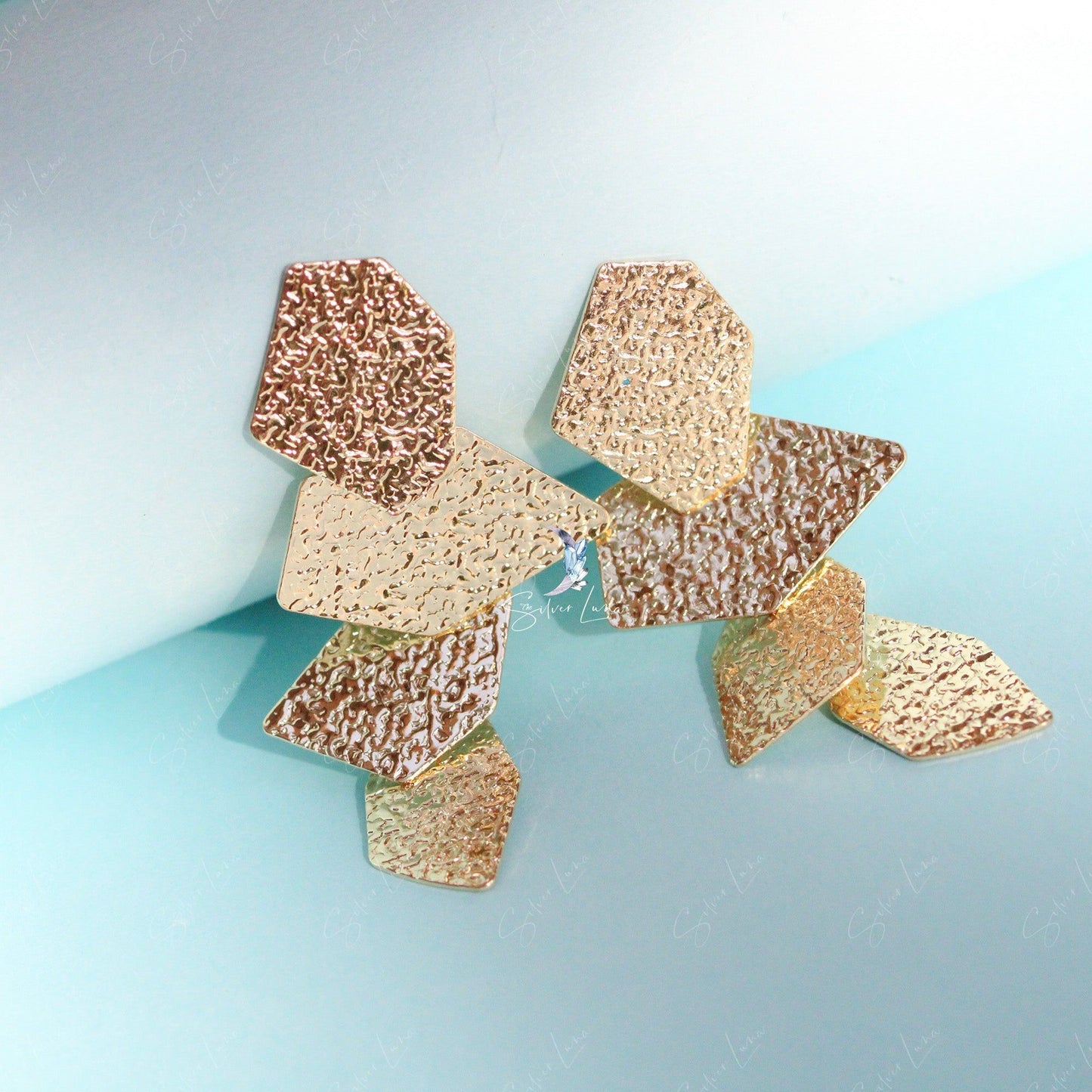 Exaggerated metal geometric statement earrings