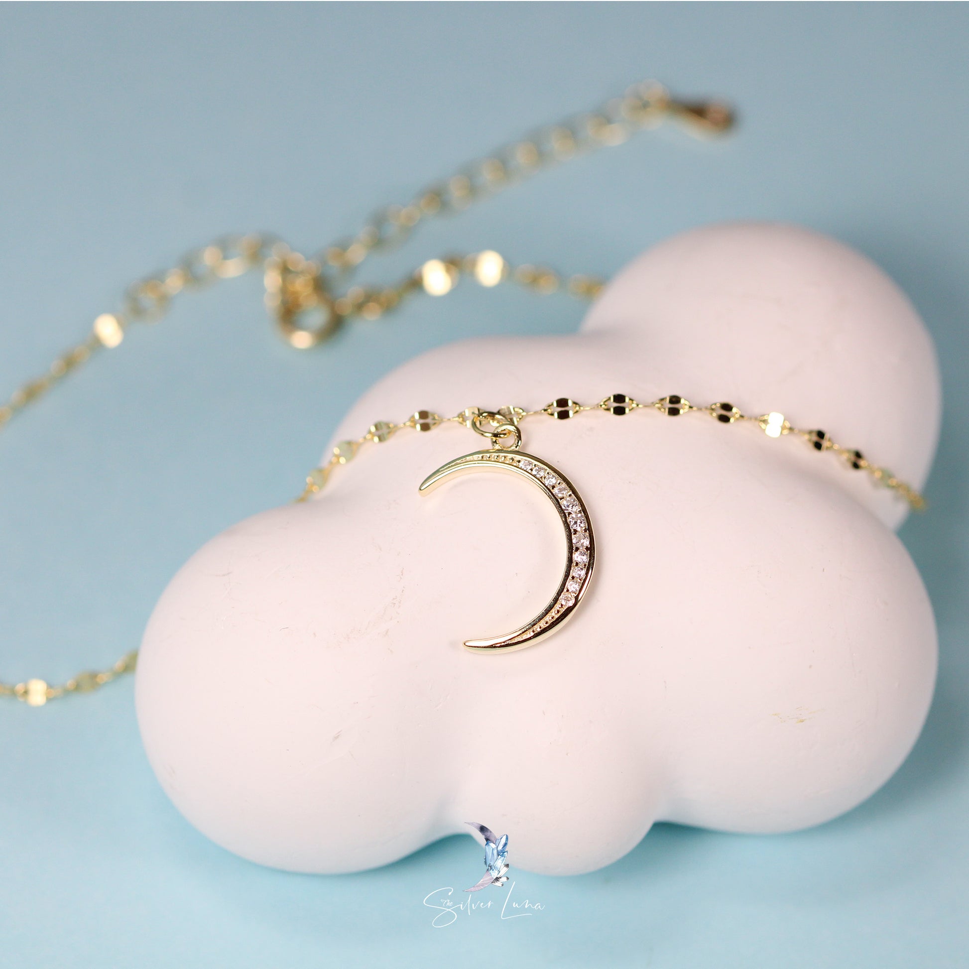 dazzling sterling silver golden moon anklet