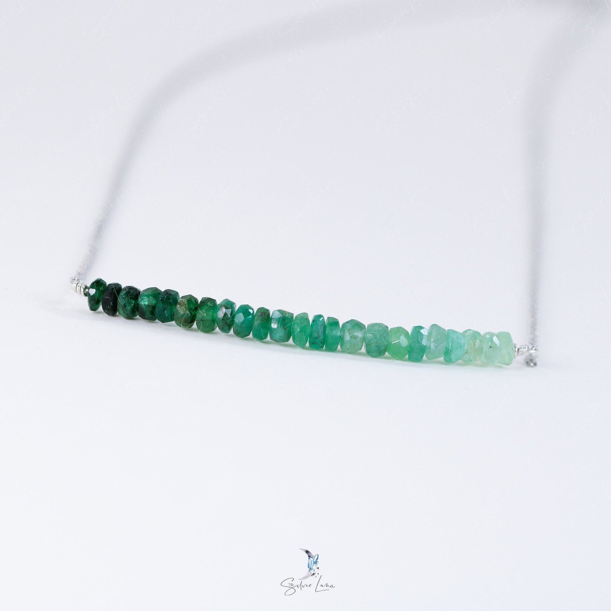 emerald gemstone row necklace