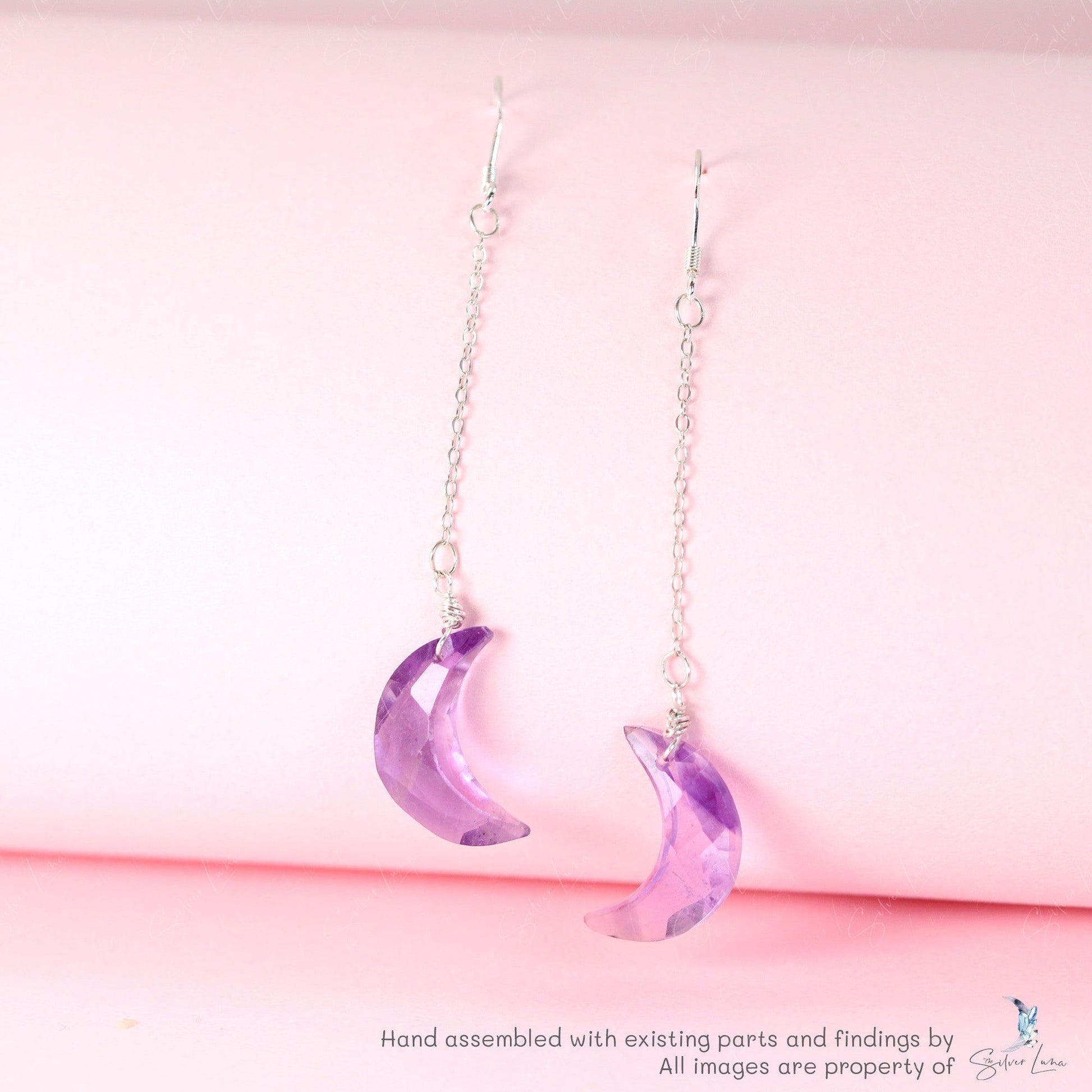crescent moon amethyst earrings