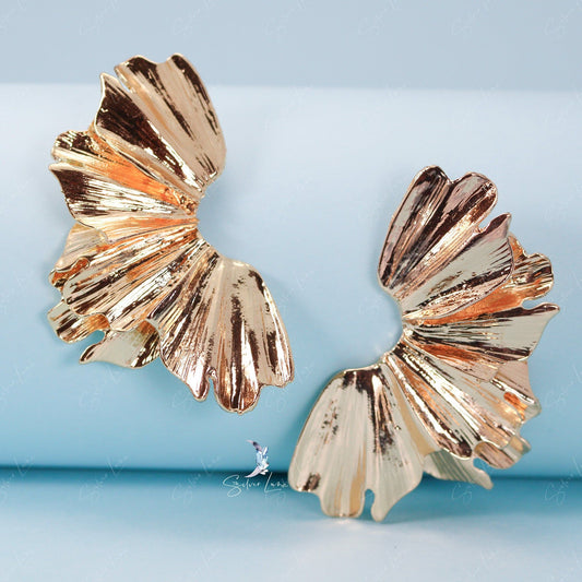big gold flower statement earrings