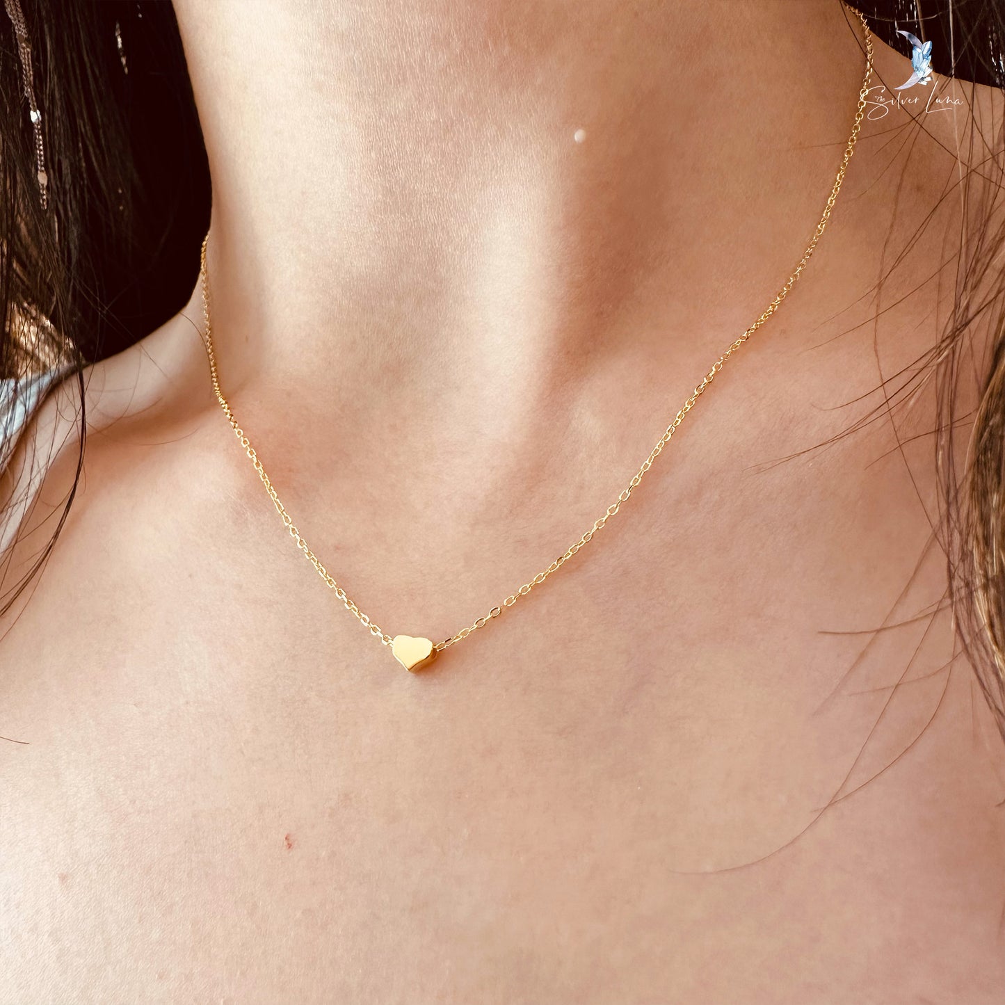 tiny heart sterling silver necklace