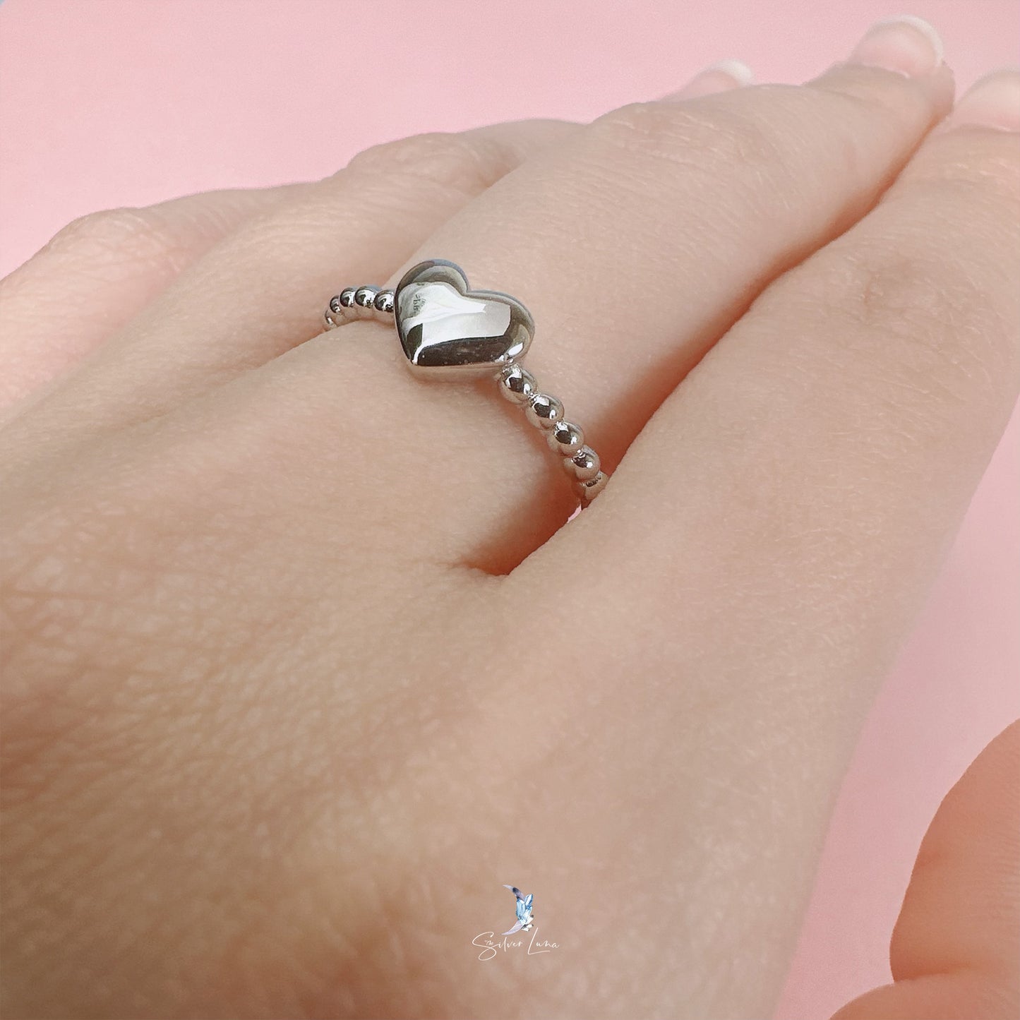 Valentine heart silver ring