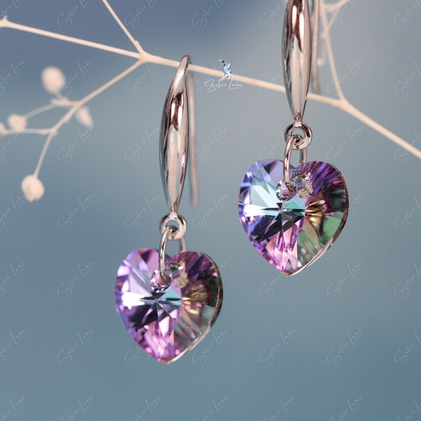crystal heart earrings