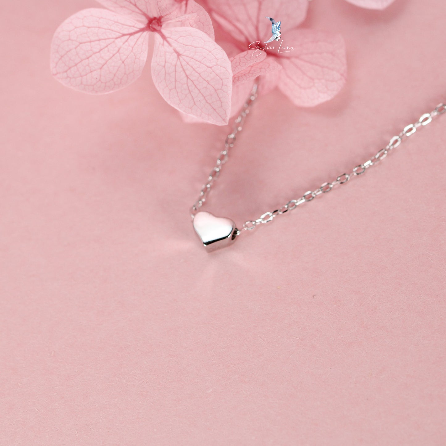 tiny heart sterling silver necklace