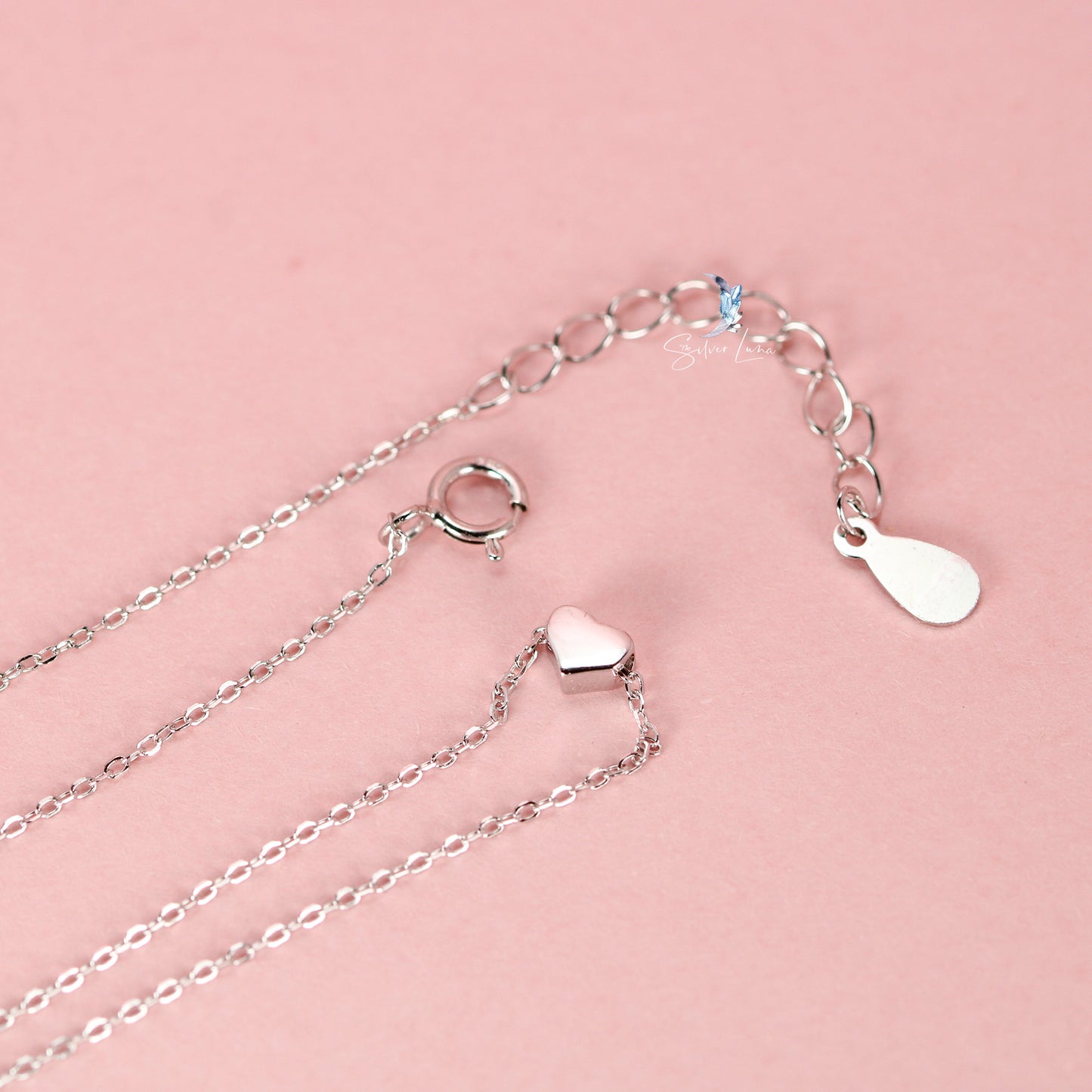 tiny heart sterling silver necklace