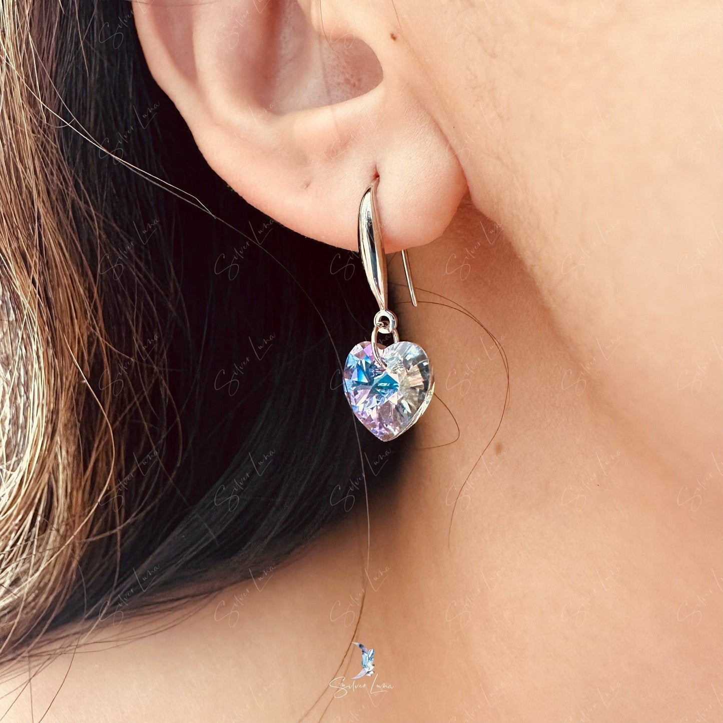heart crystal earrings