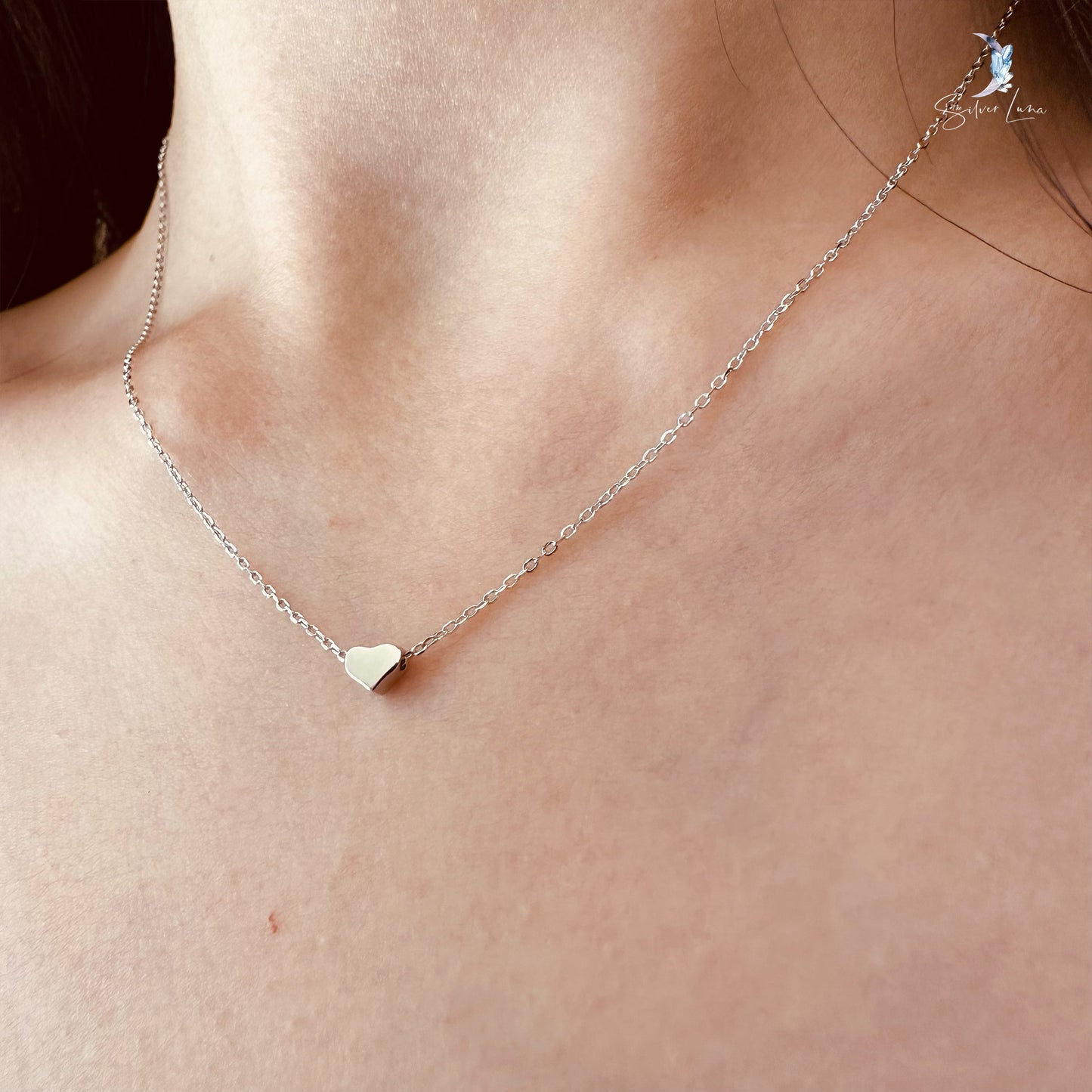 tiny heart sterling silver necklace