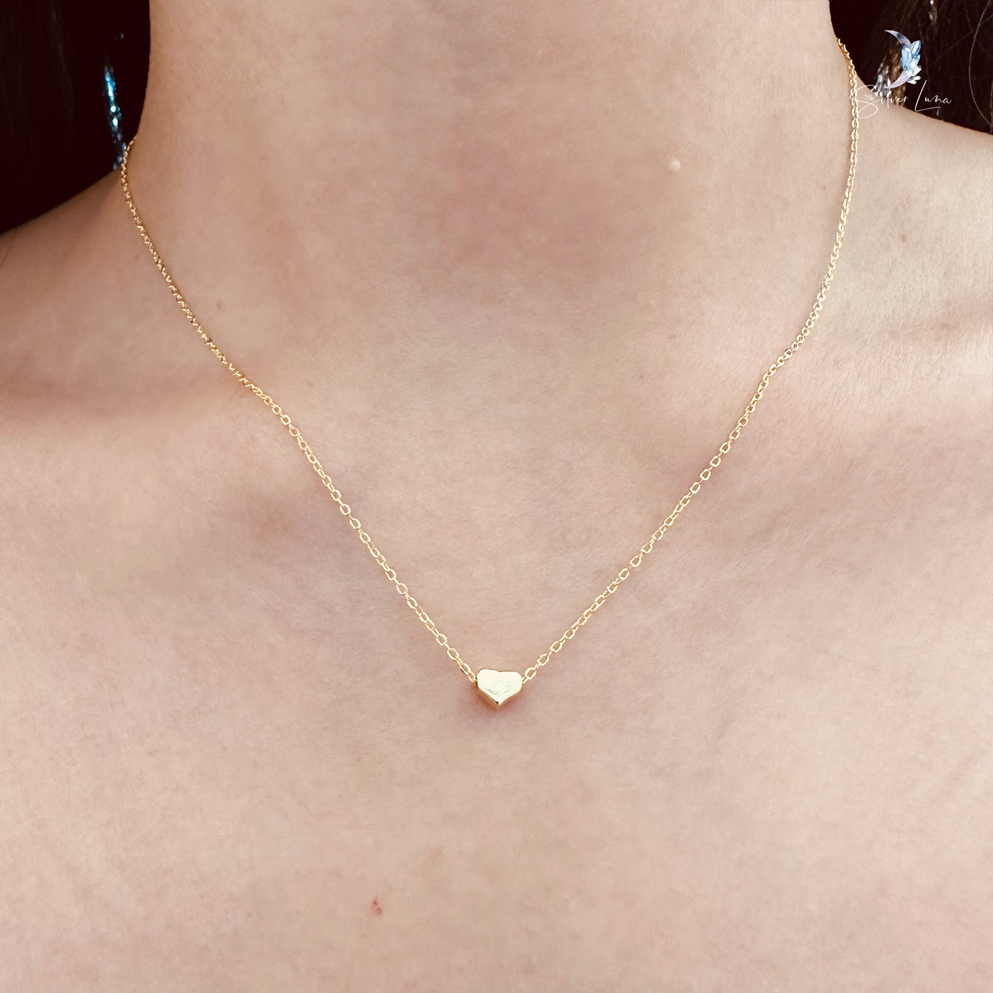 tiny heart sterling silver necklace
