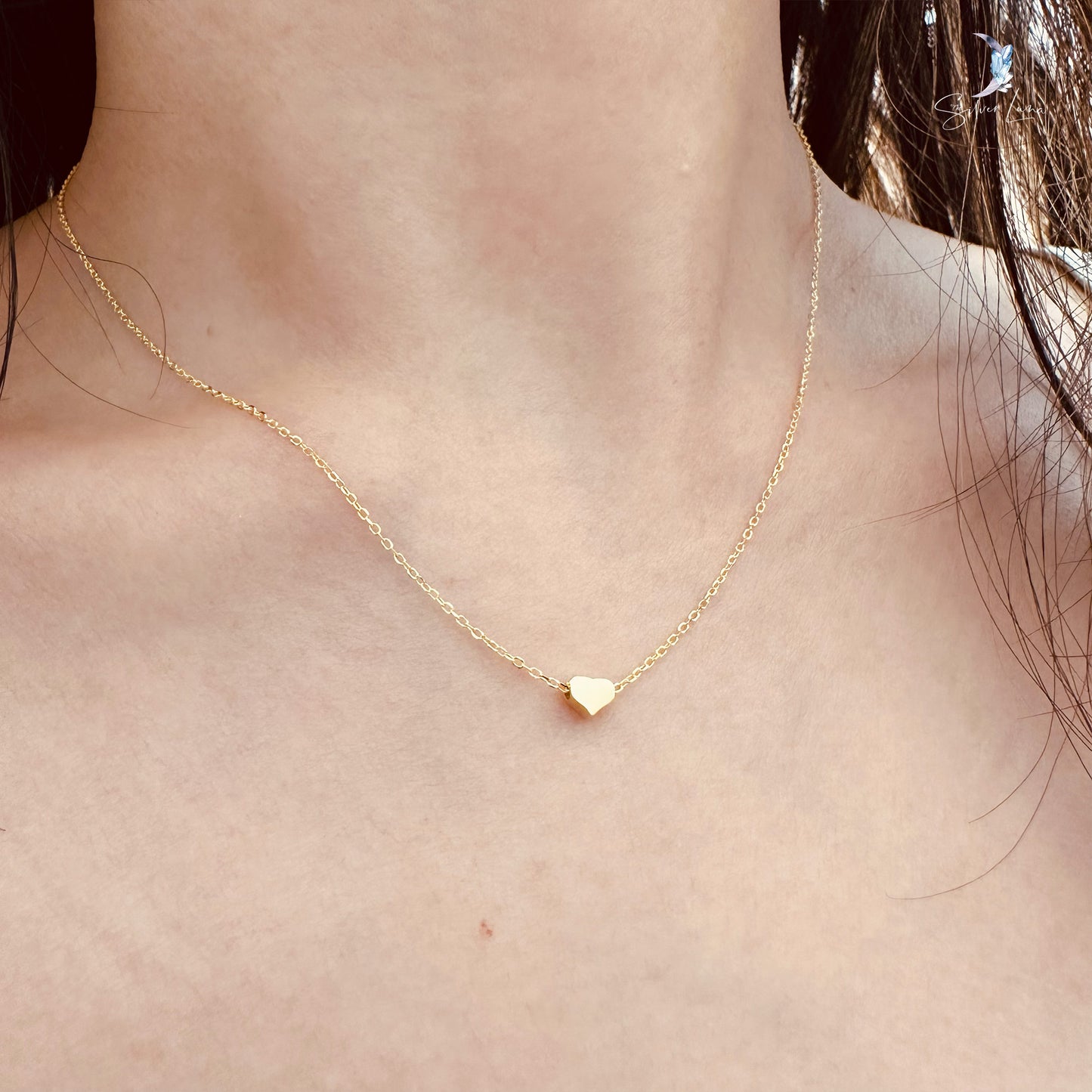 tiny heart sterling silver necklace