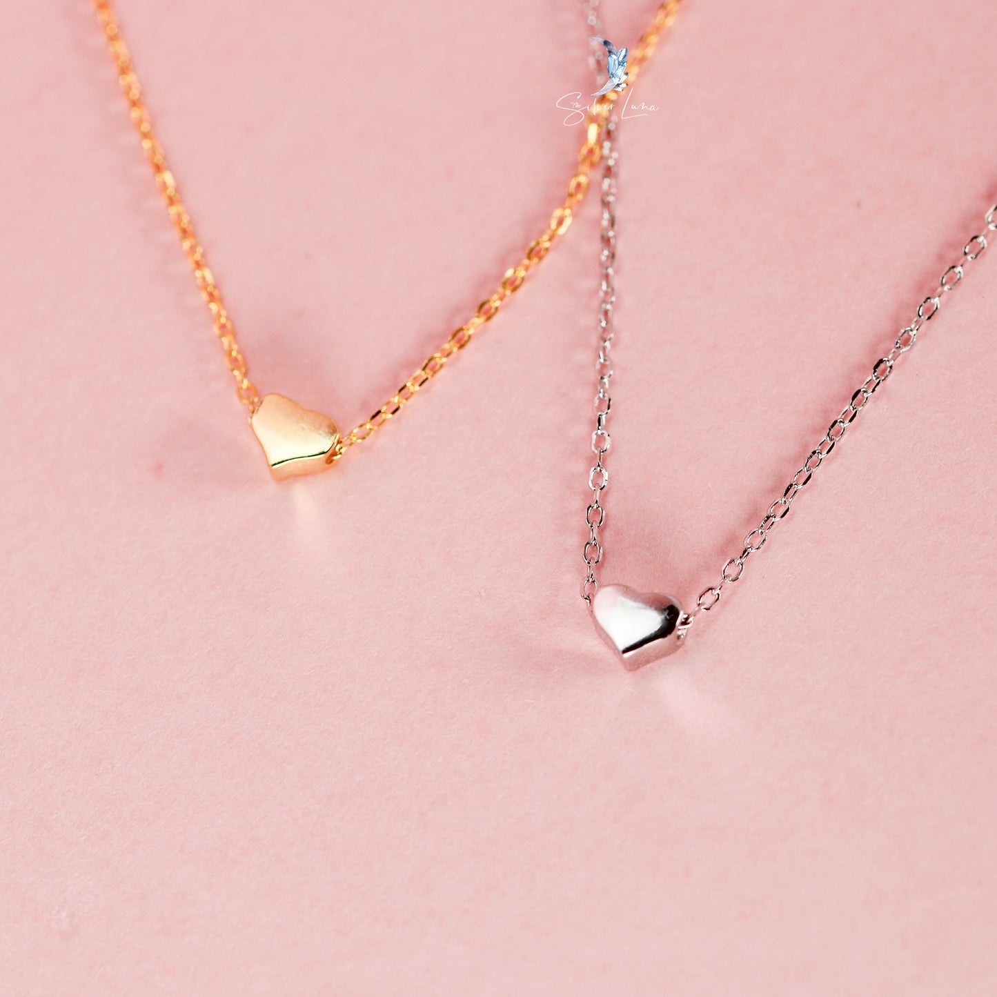 tiny heart sterling silver necklace