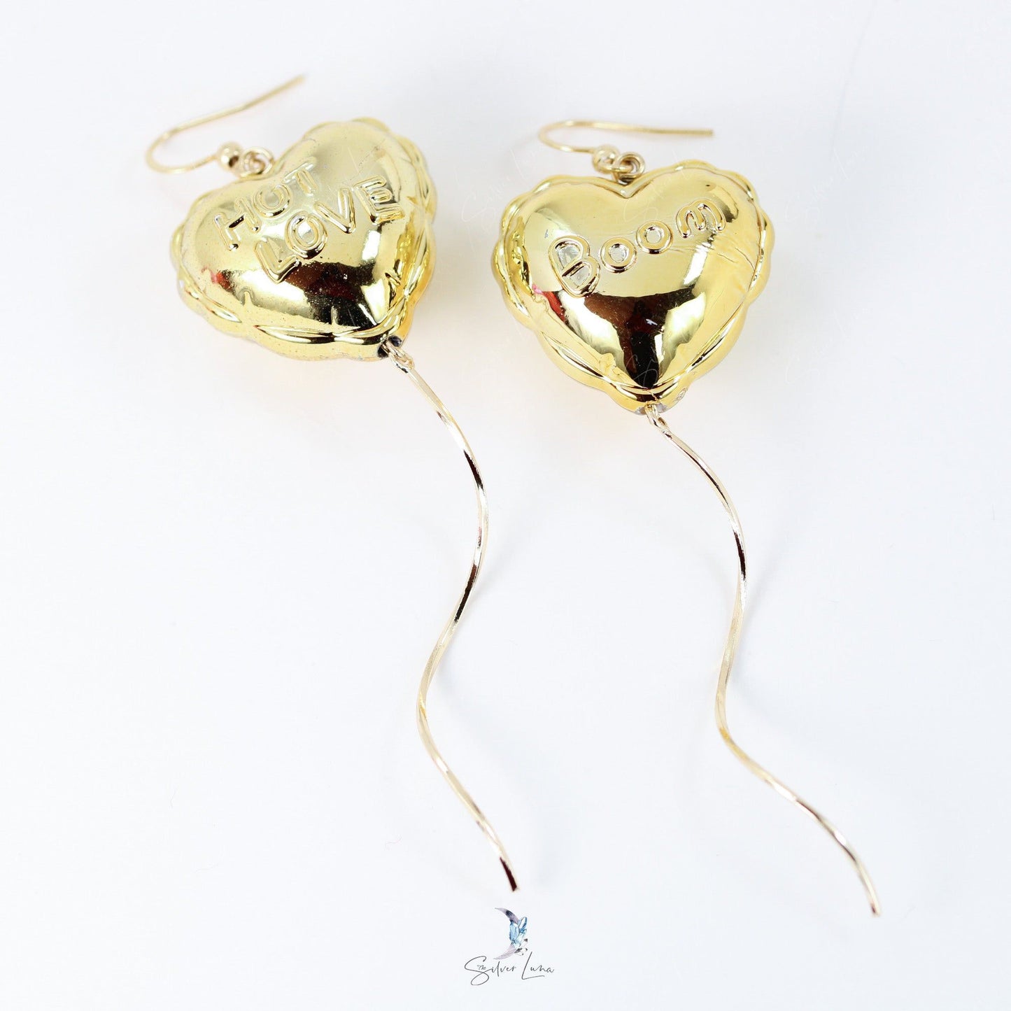 Valentine heart balloon dangle drop earrings