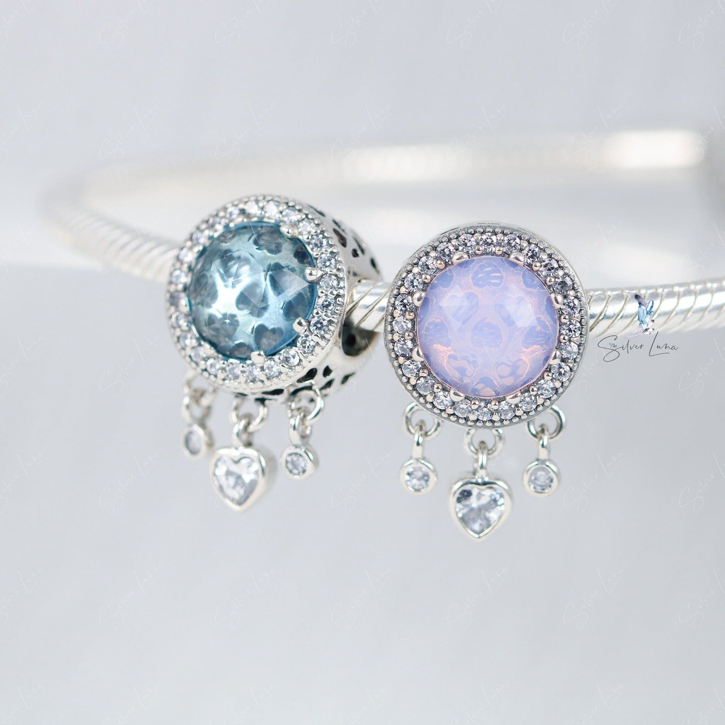 heart glass bead charm for bracelet