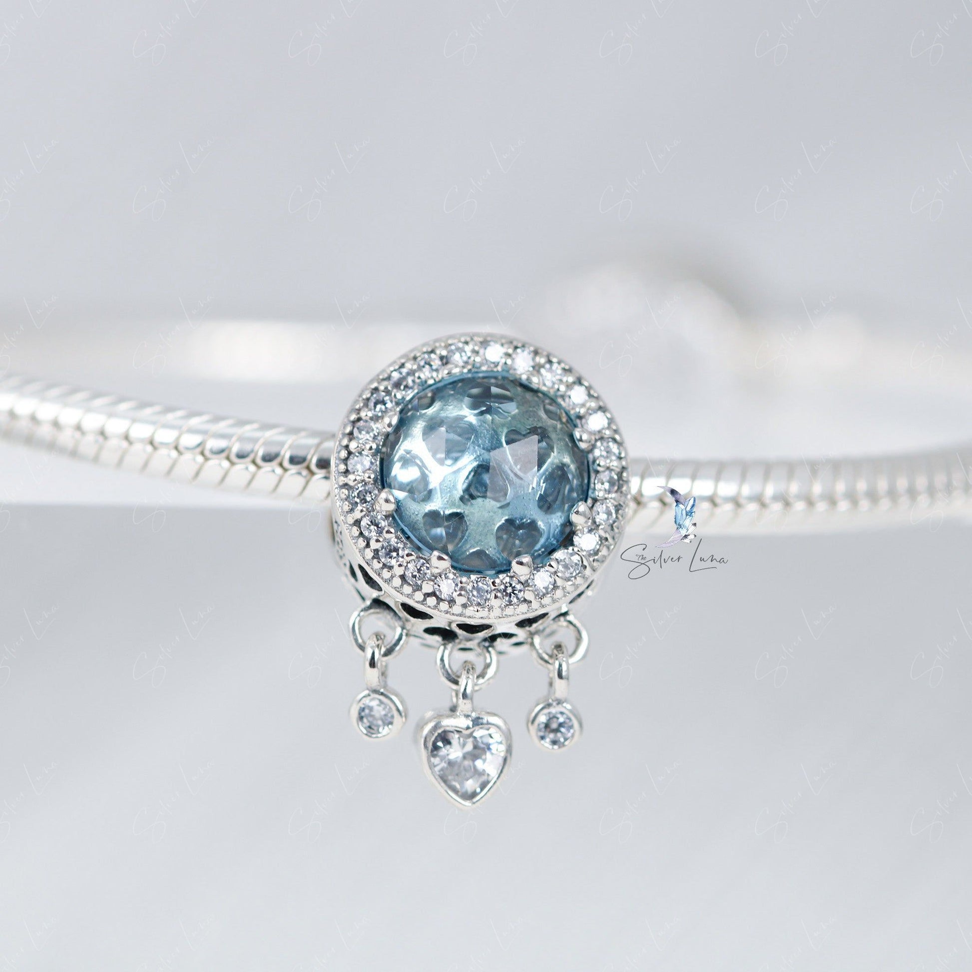 heart glass bead charm for bracelet